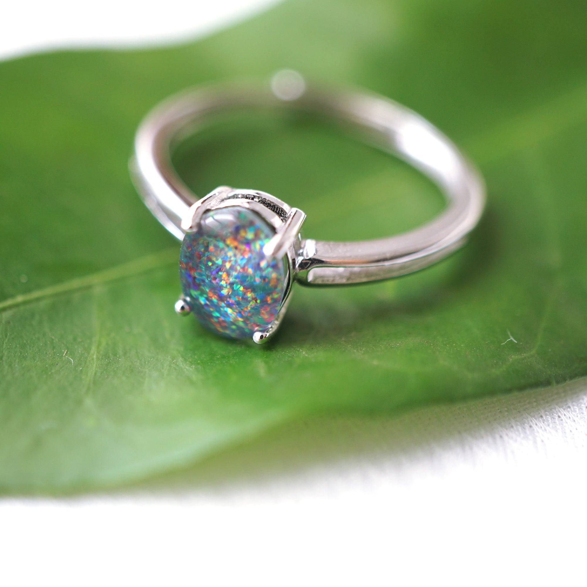 Minimal Opal Ring - Elegant Simplicity