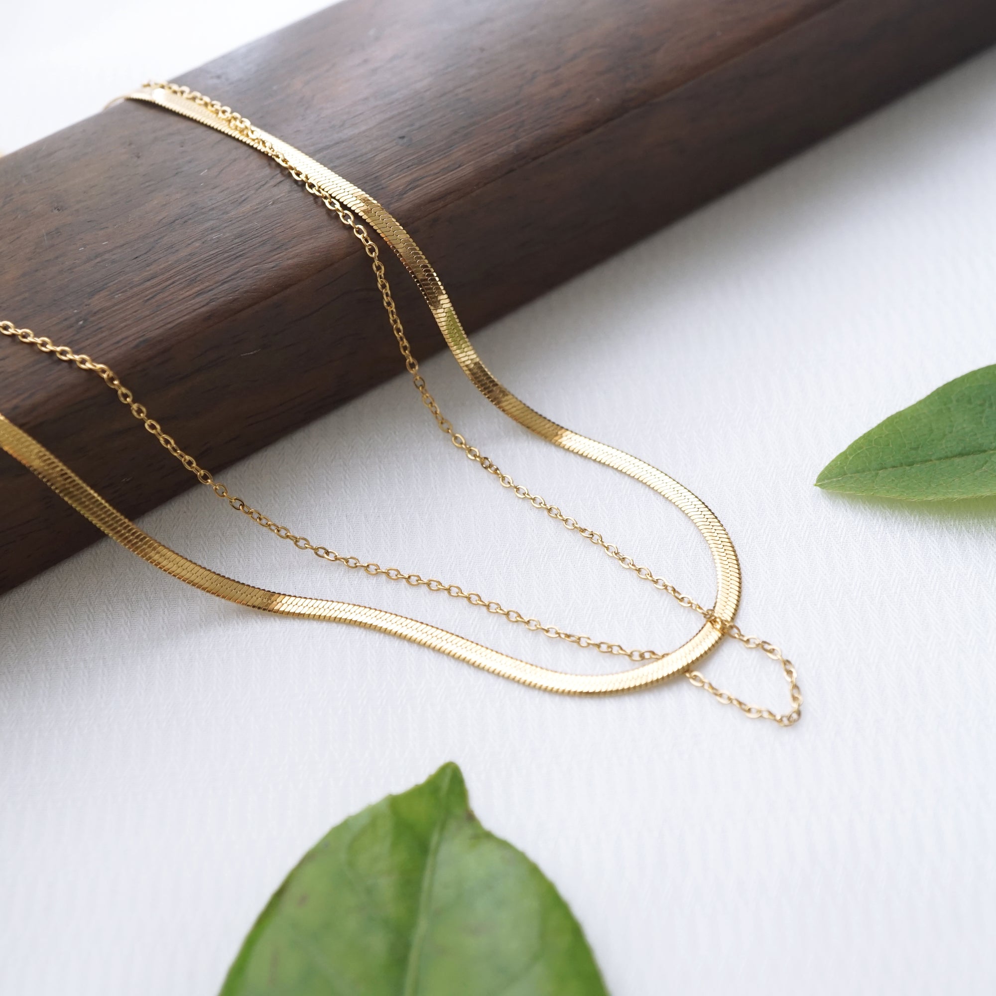 Double layers chain, set of two chains, minimalist necklace