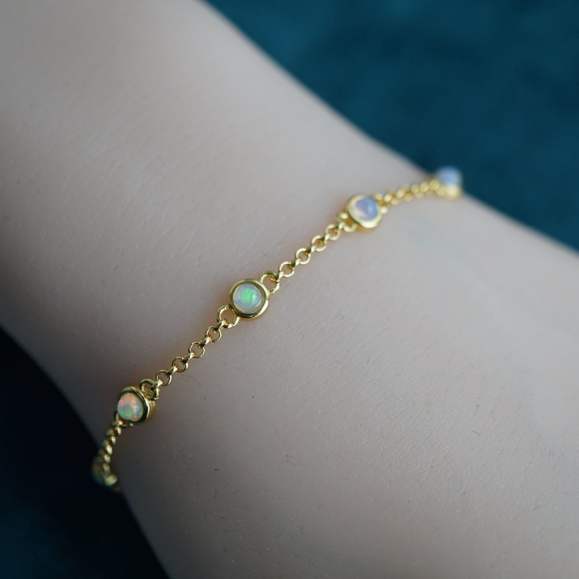 925 gold vermeil ethiopian opal bracelet-Vsabel Jewellery