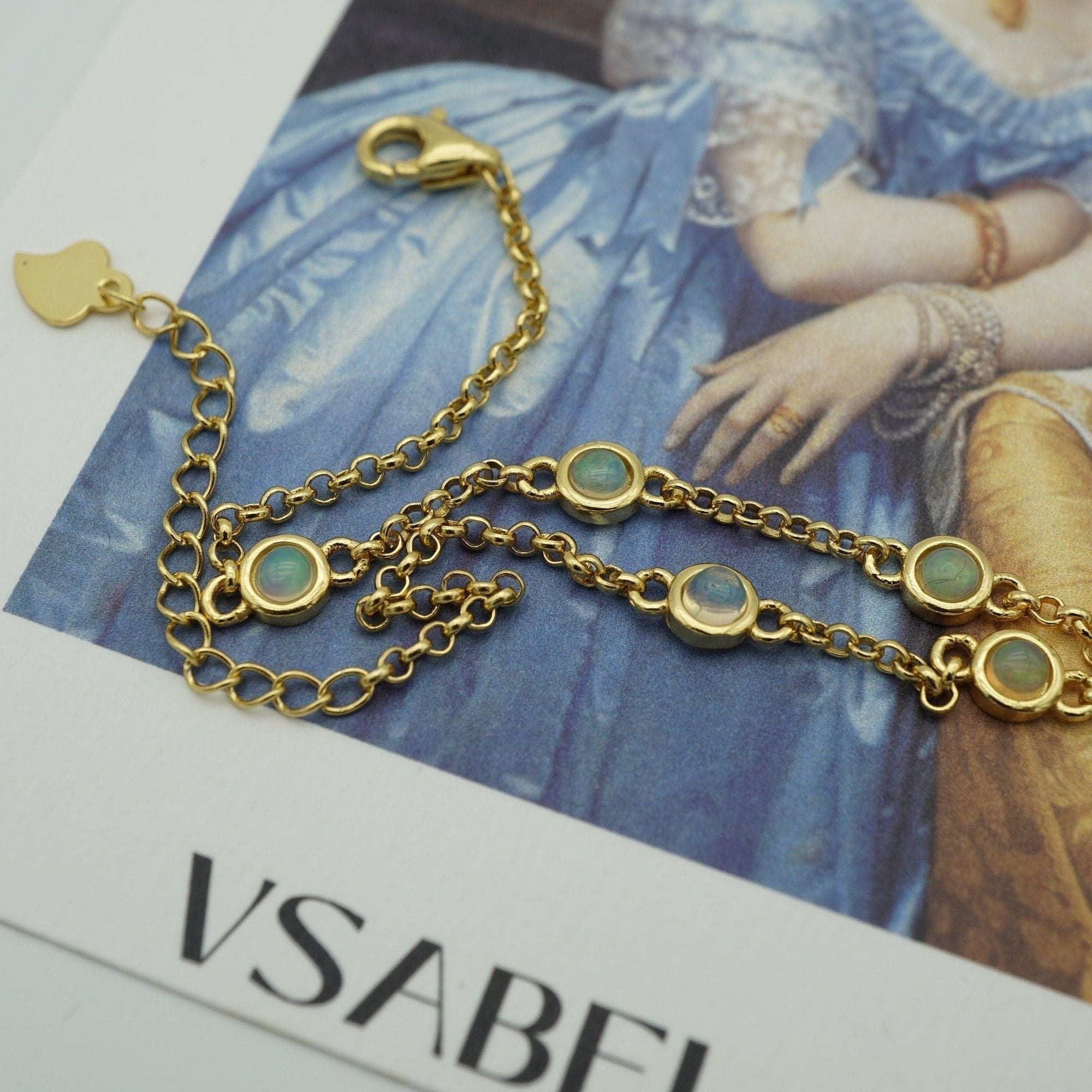 925 gold vermeil ethiopian opal bracelet-Vsabel Jewellery