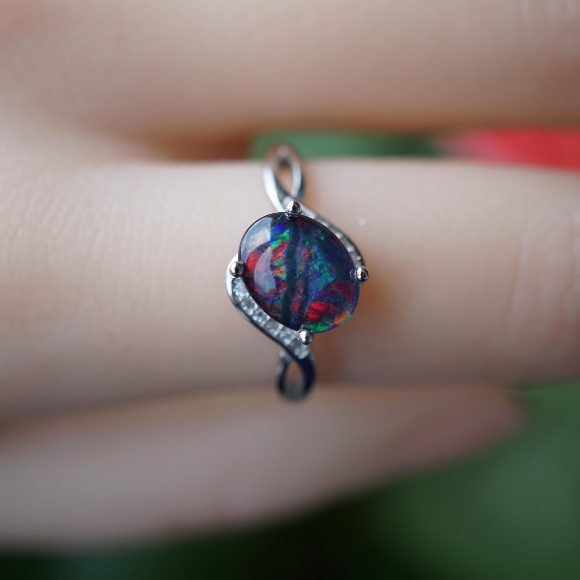 Natural australian opal ring