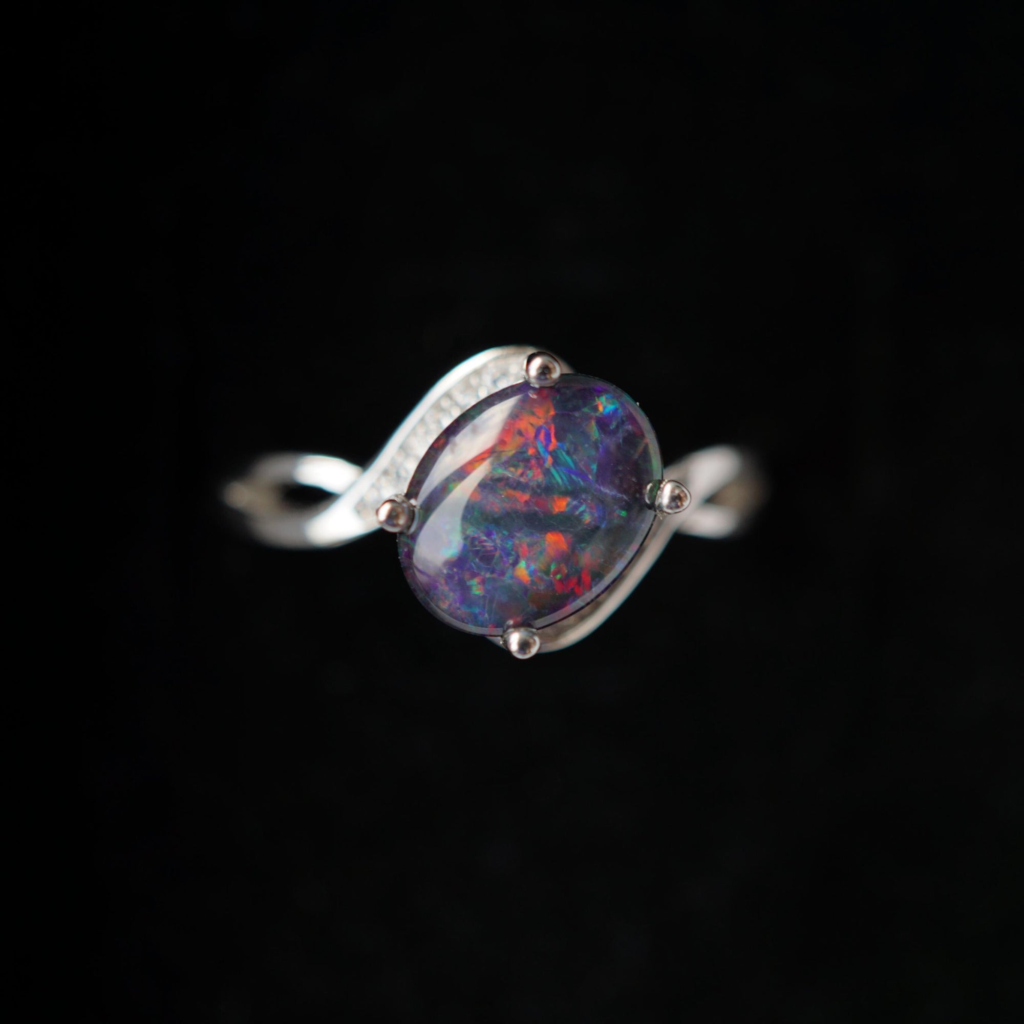 Natural australian opal ring