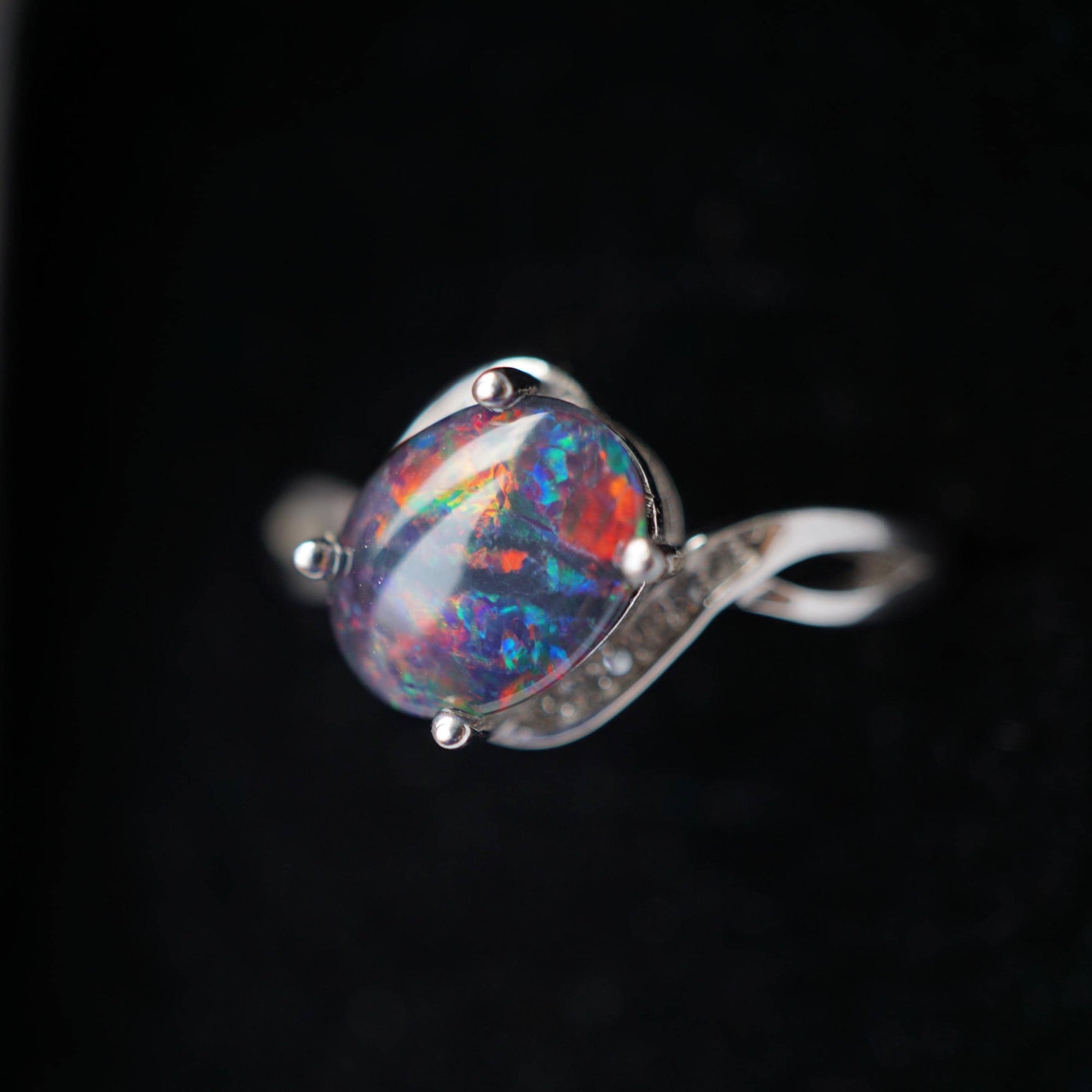 Natural australian opal ring