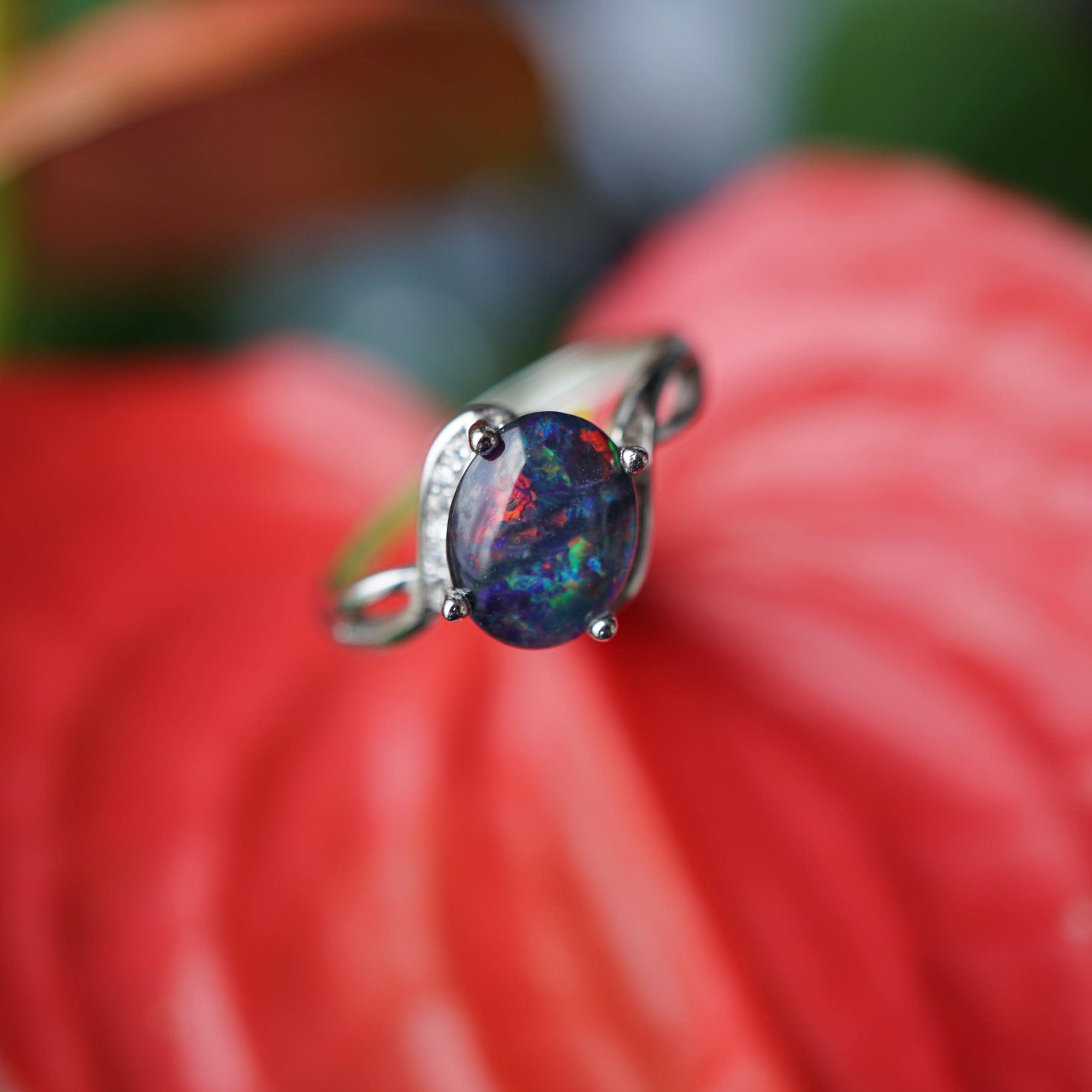 Natural australian opal ring