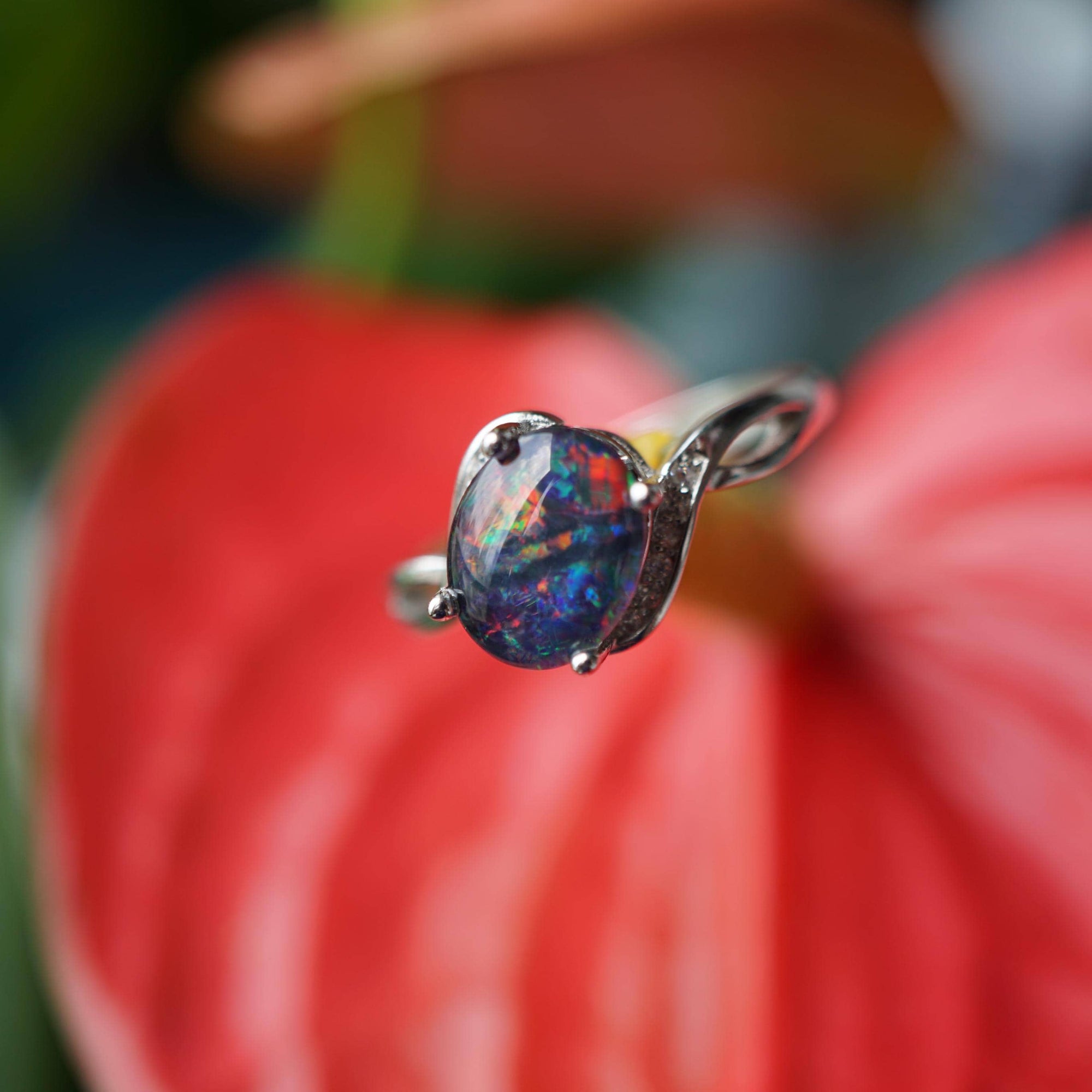 Natural australian opal ring