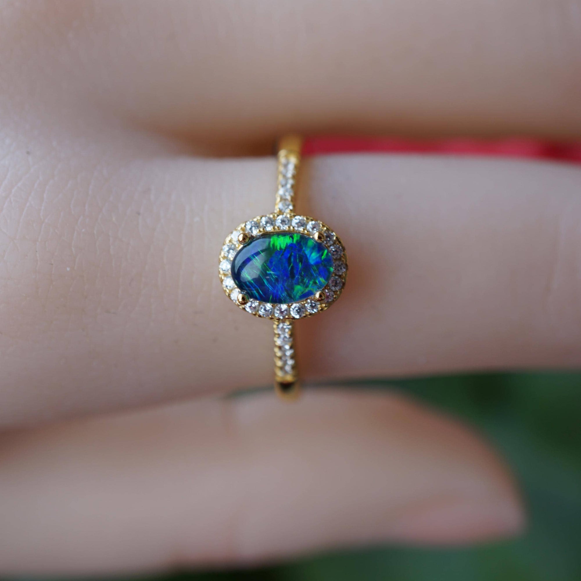 Halo Australian Triplet Opal Ring