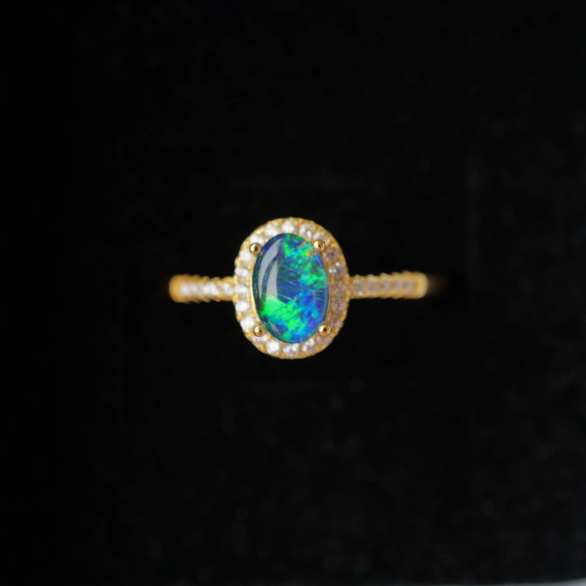 Halo Australian Triplet Opal Ring