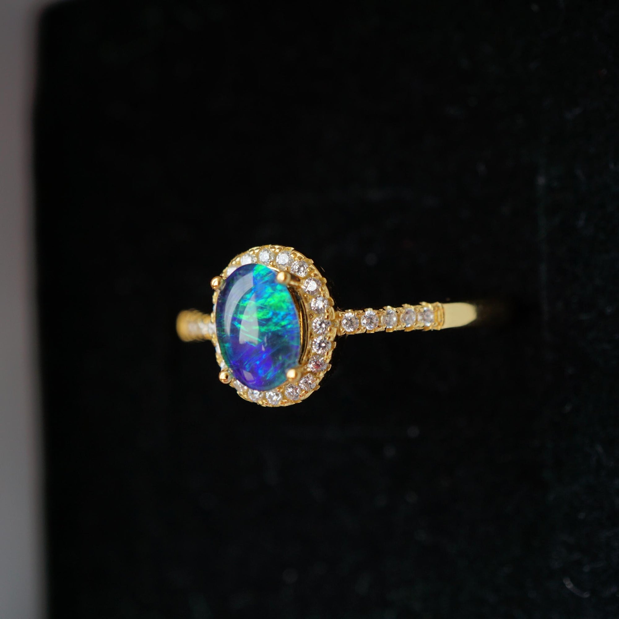 Halo Australian Triplet Opal Ring