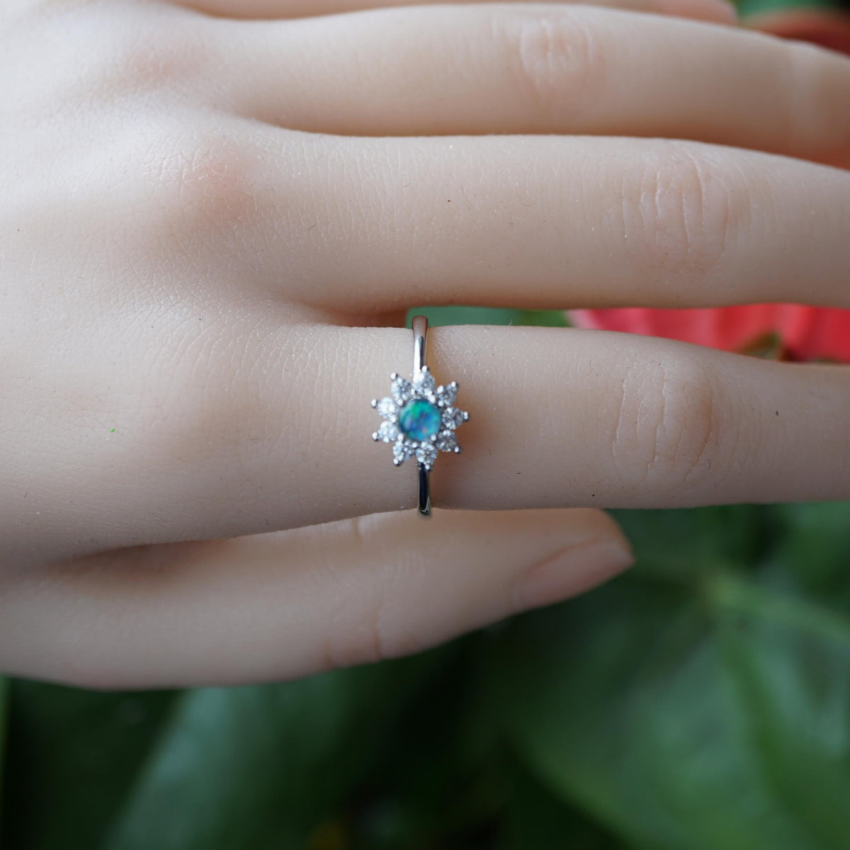 Dainty Flower Australian Opal Ring