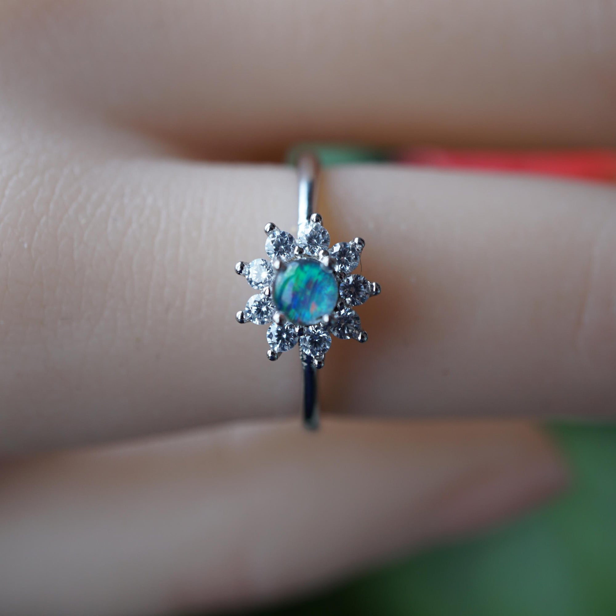 Dainty Flower Australian Opal Ring