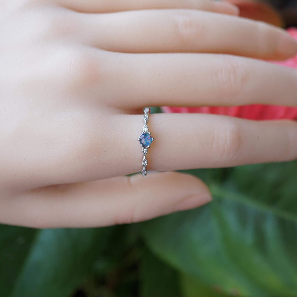 Dainty Australian opal ring