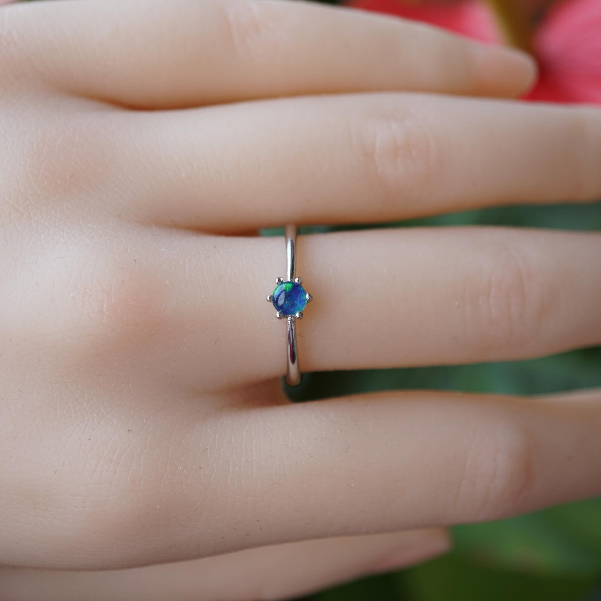 Blue Australian opal ring