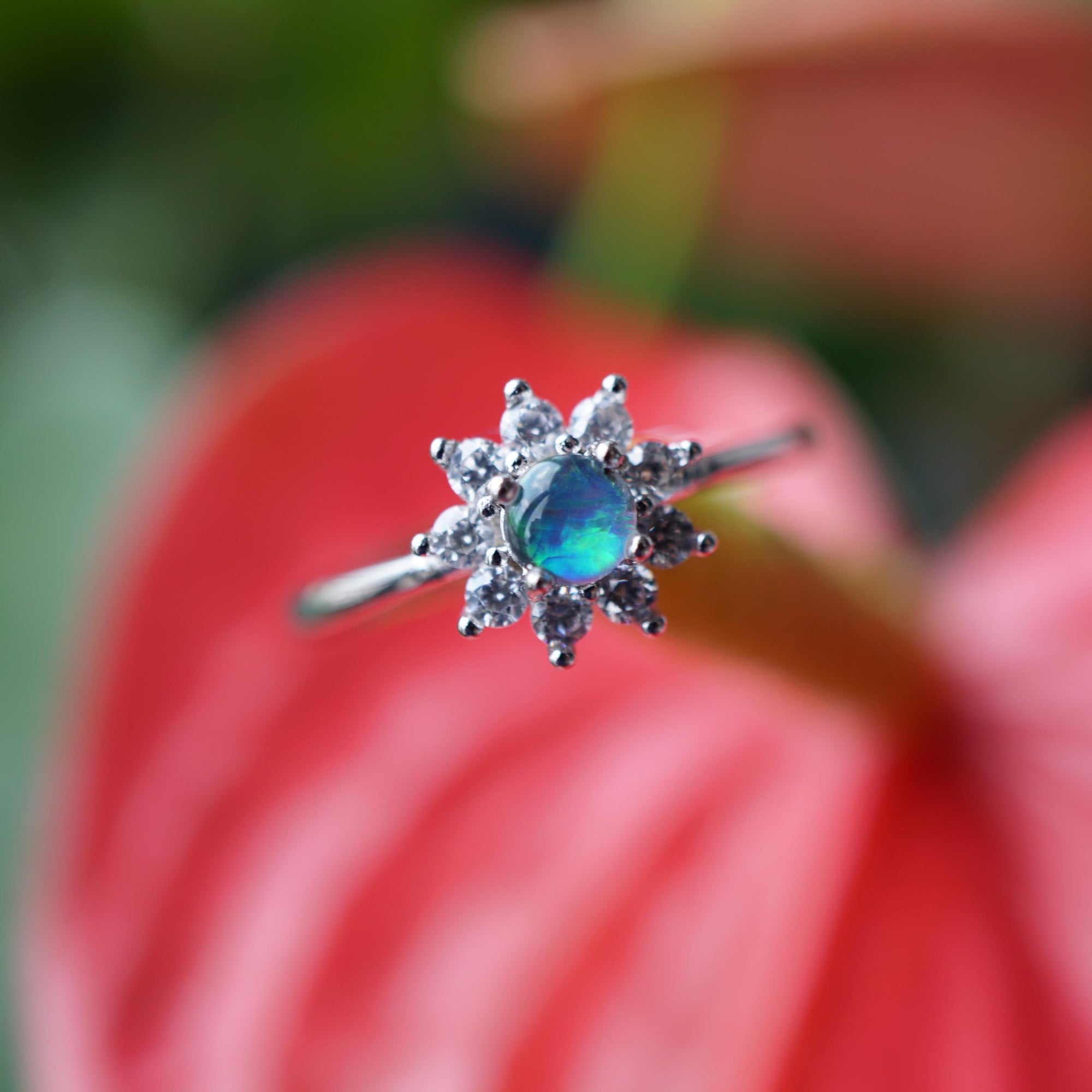 Dainty Flower Australian Opal Ring