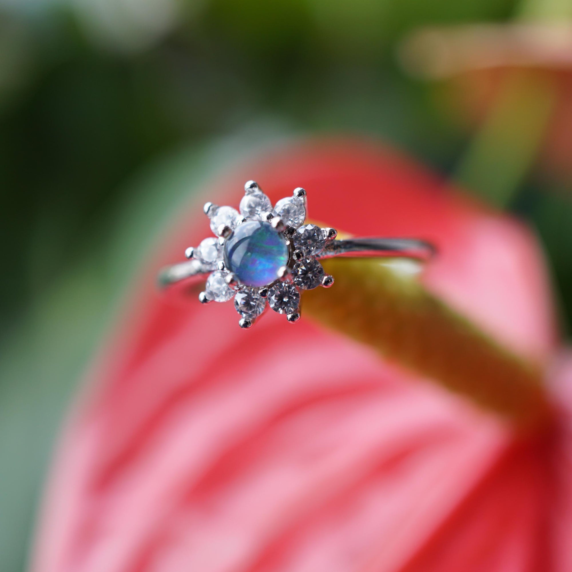 Dainty Flower Australian Opal Ring