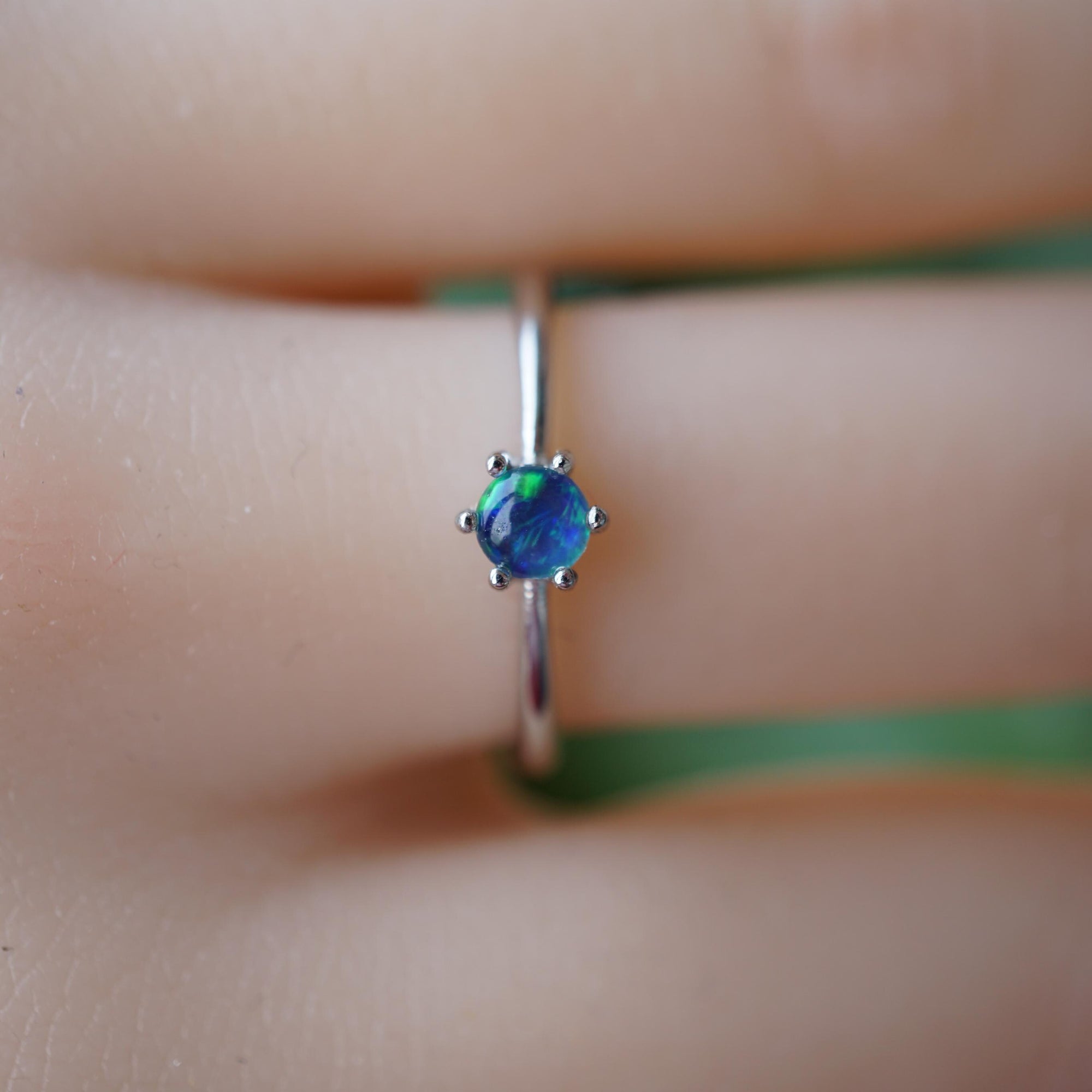 Blue Australian opal ring