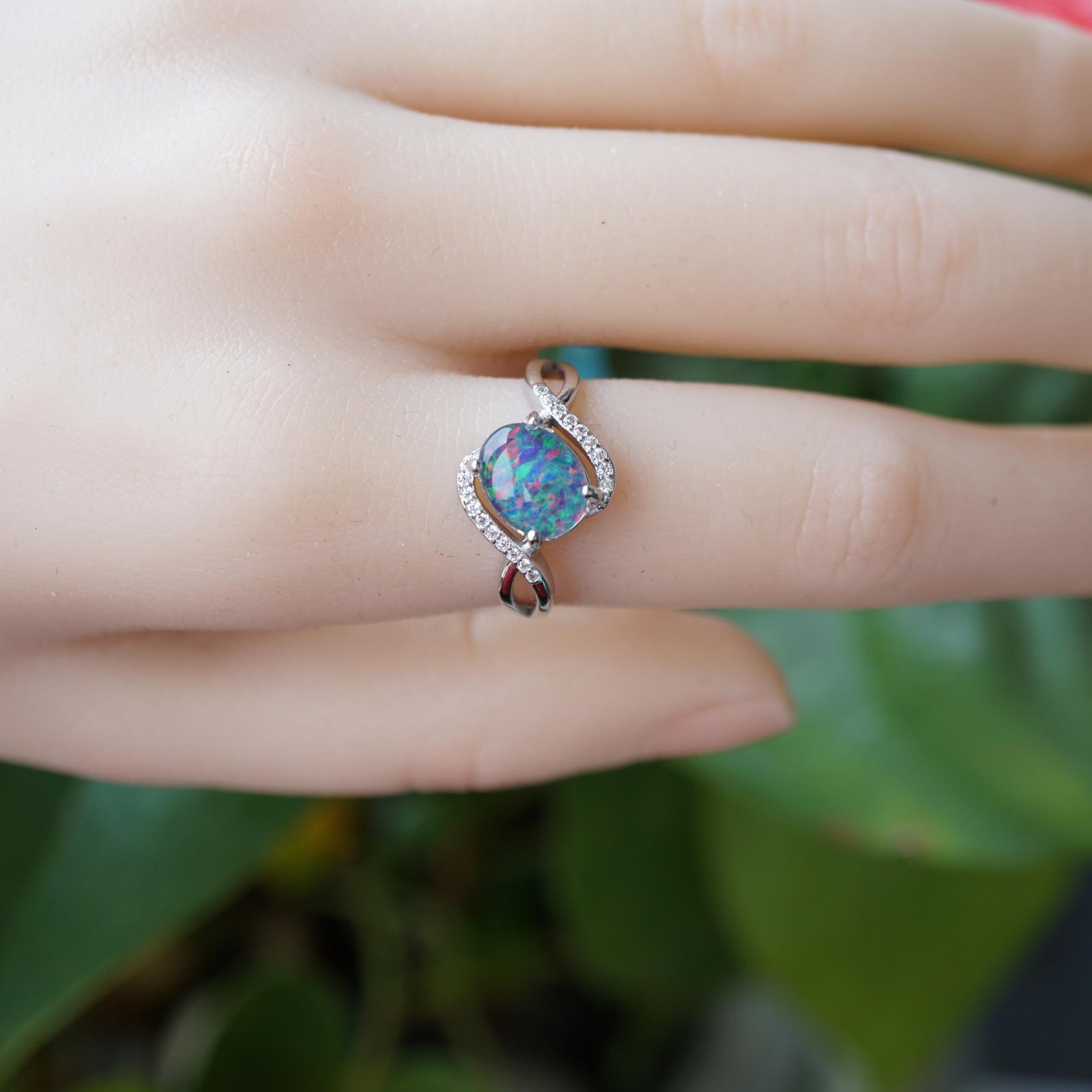 Natural australian opal ring