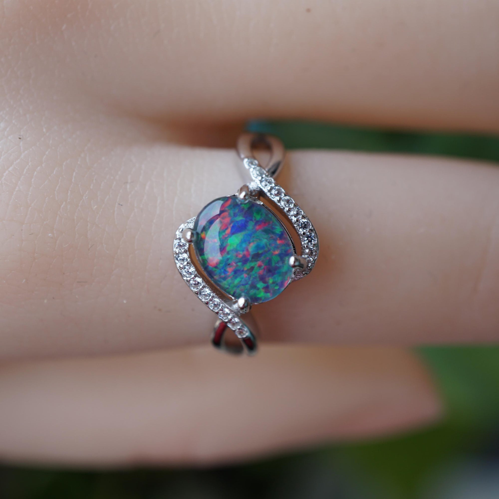 Natural australian opal ring