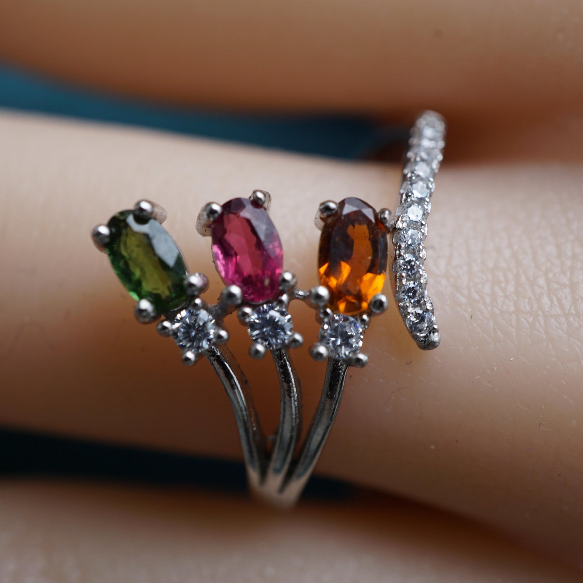 Tourmaline triple stone ring