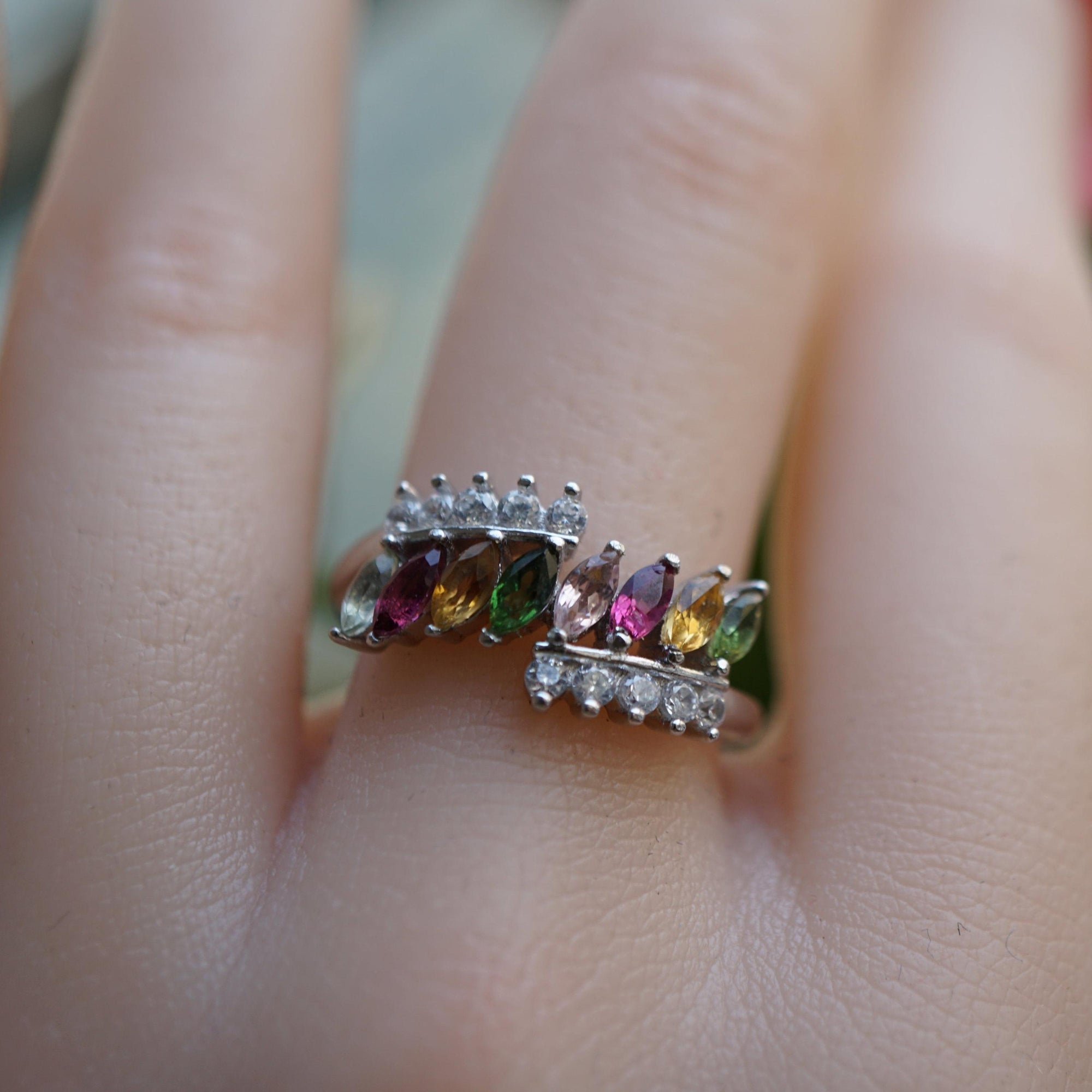 Rainbow tourmaline ring