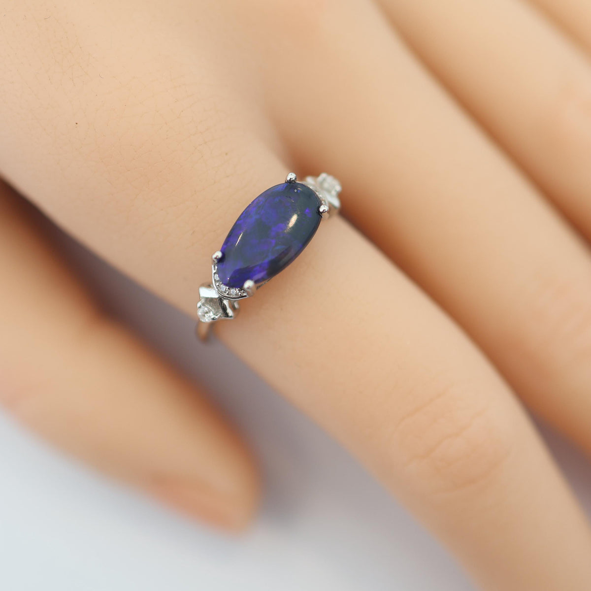 Stunning Purple Black Australian Opal Ring