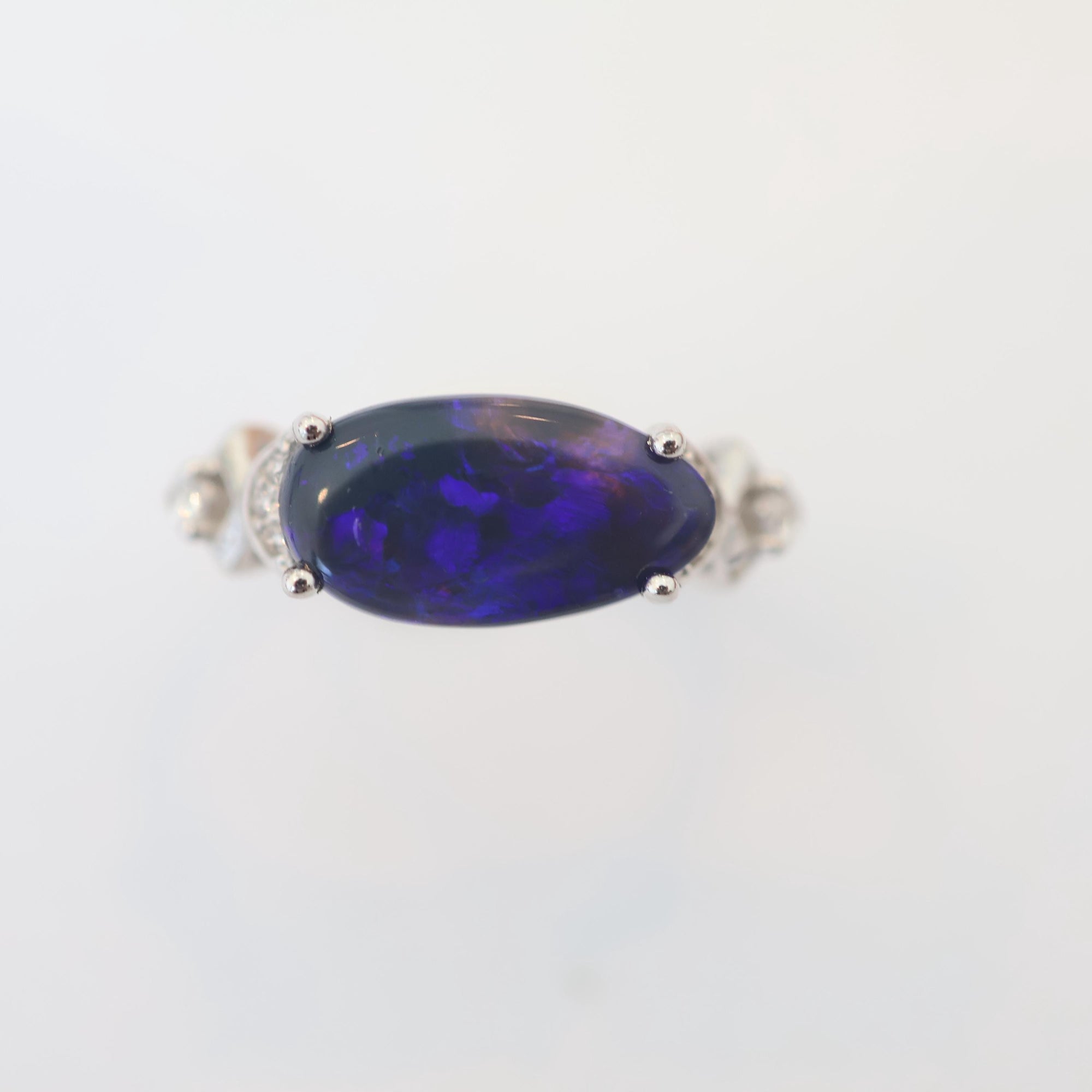 Stunning Purple Black Australian Opal Ring