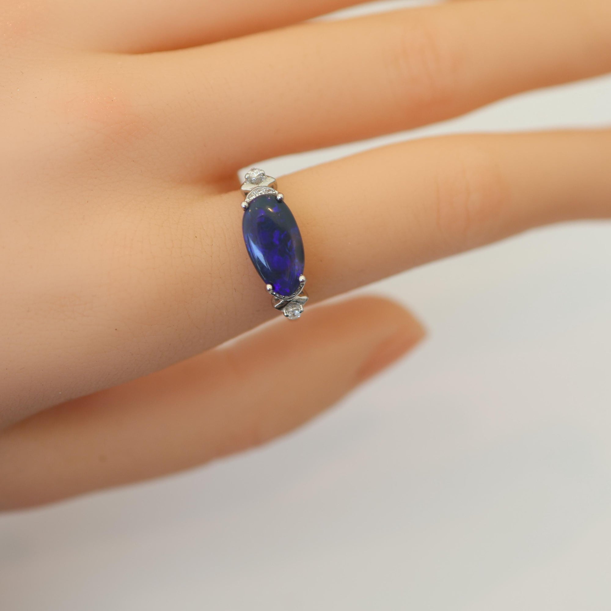 Stunning Purple Black Australian Opal Ring