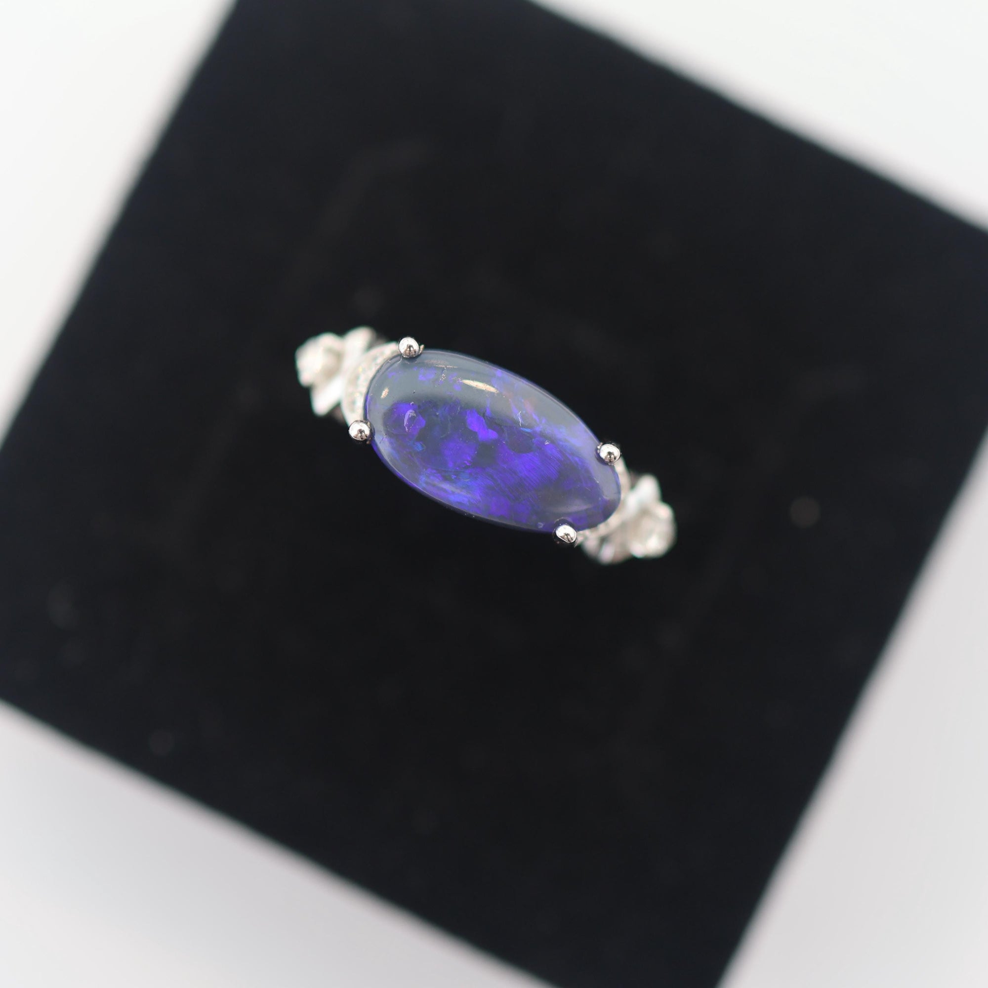 Stunning Purple Black Australian Opal Ring, Black Opal Jewelry, Gemstone Ring, Birthday Present, Valentines Day Gift, Dainty Ring