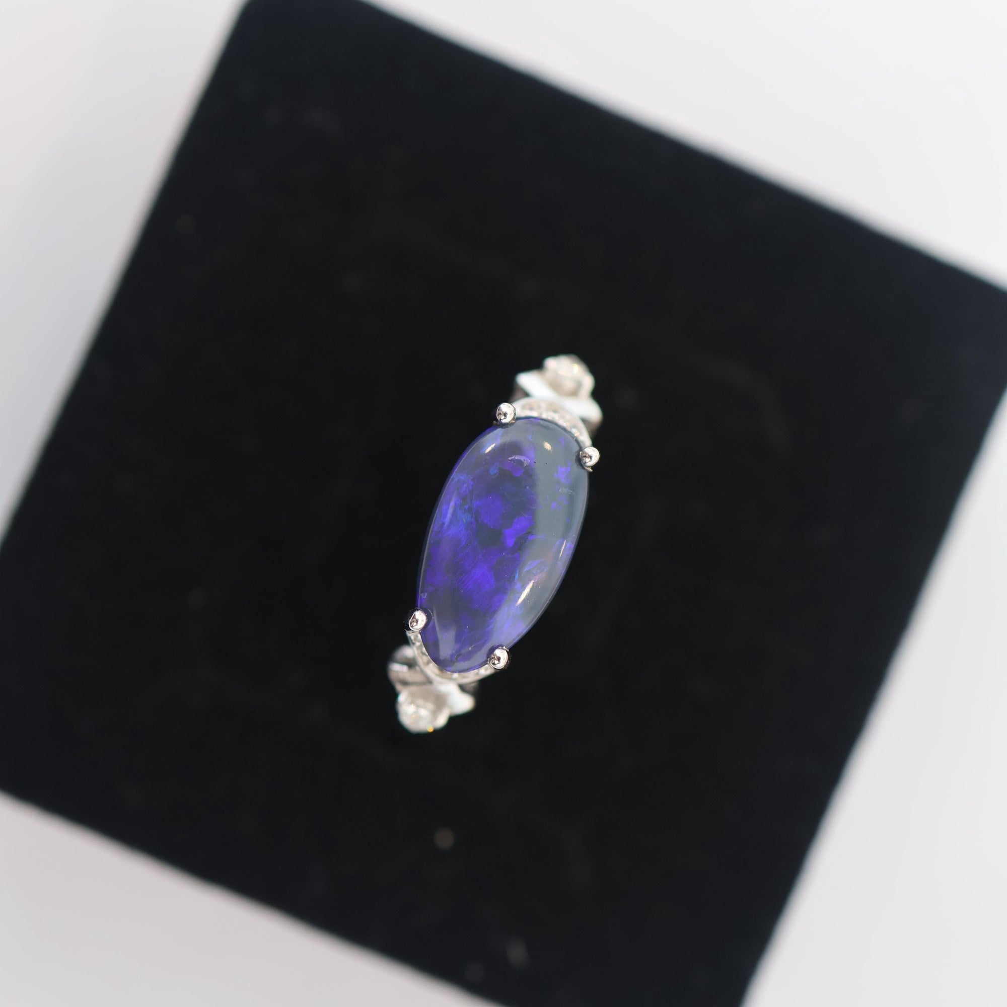 Stunning Purple Black Australian Opal Ring