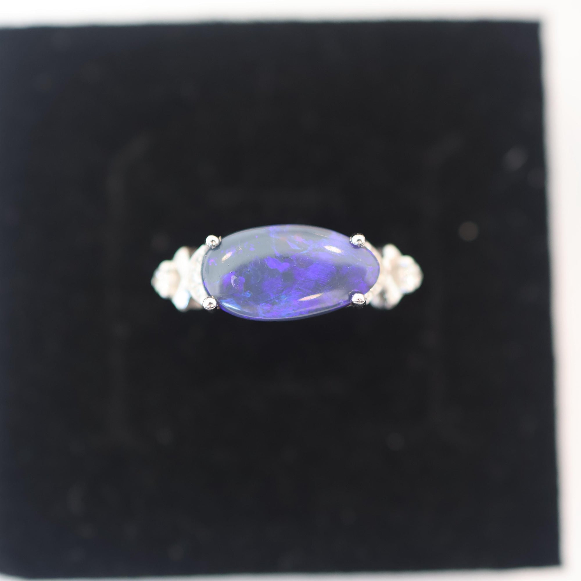 Stunning Purple Black Australian Opal Ring, Black Opal Jewelry, Gemstone Ring, Birthday Present, Valentines Day Gift, Dainty Ring