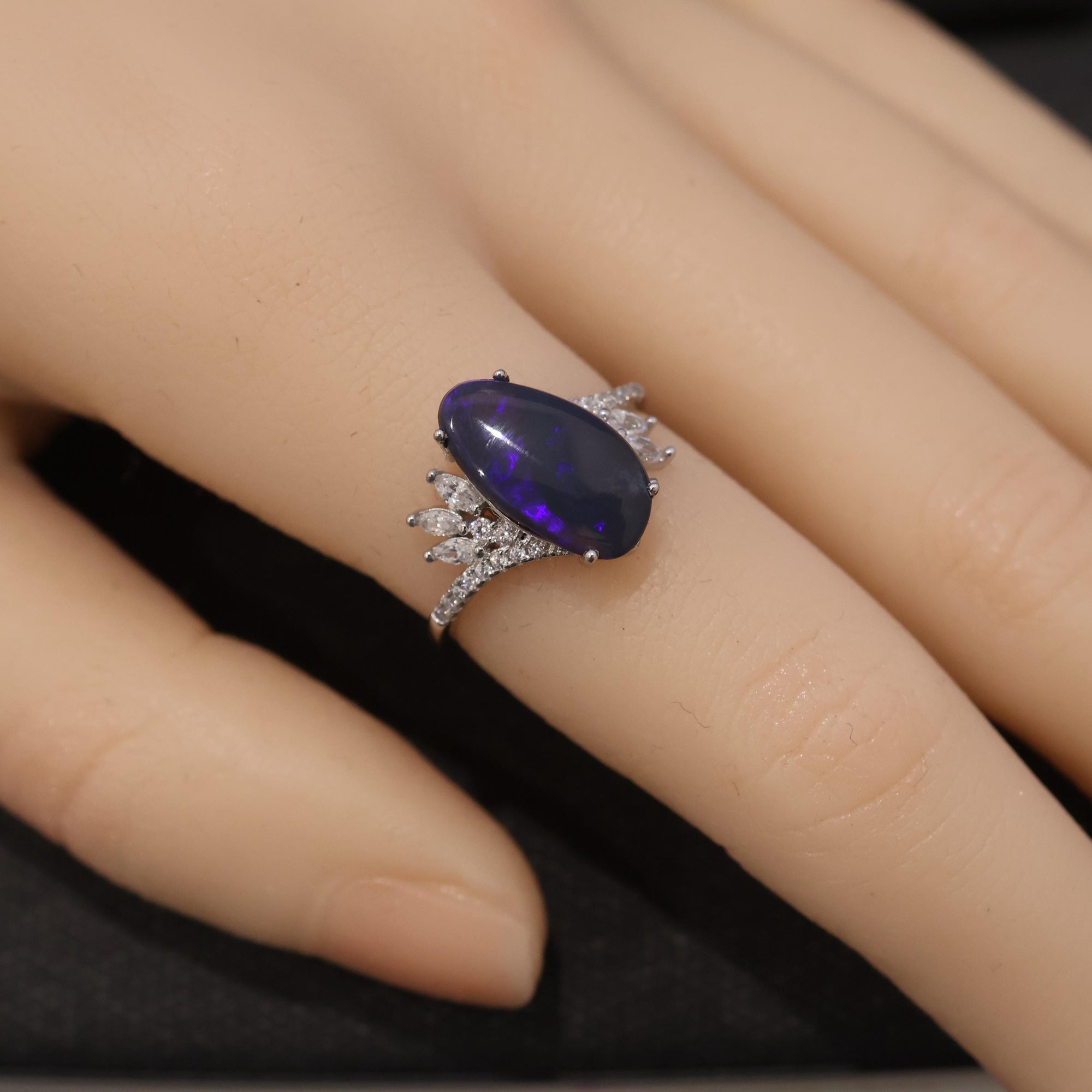 Purple Black Opal Ring In 925 Sterling Silver, valentines gift, natural opal ring, engagement ring, black opal ring, opal jewelry, opal gift