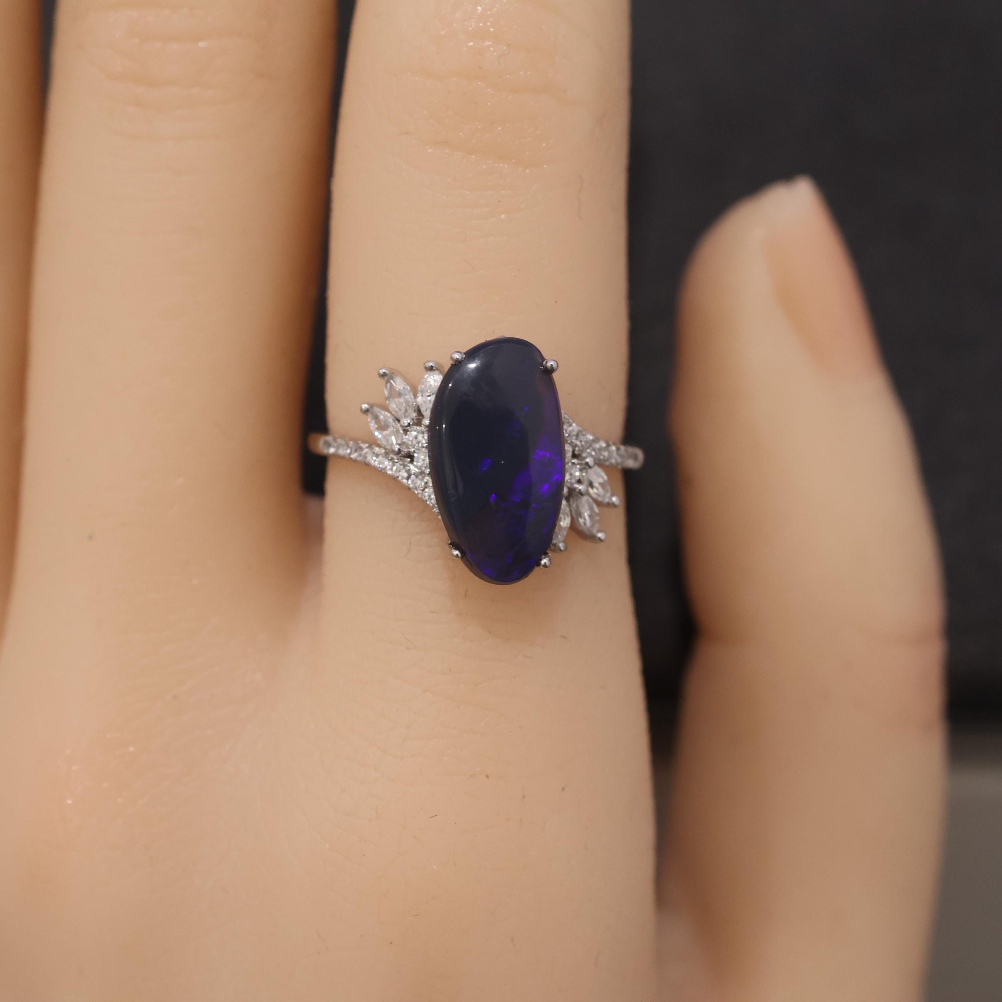 Purple Black Opal Ring In 925 Sterling Silver, valentines gift, natural opal ring, engagement ring, black opal ring, opal jewelry, opal gift