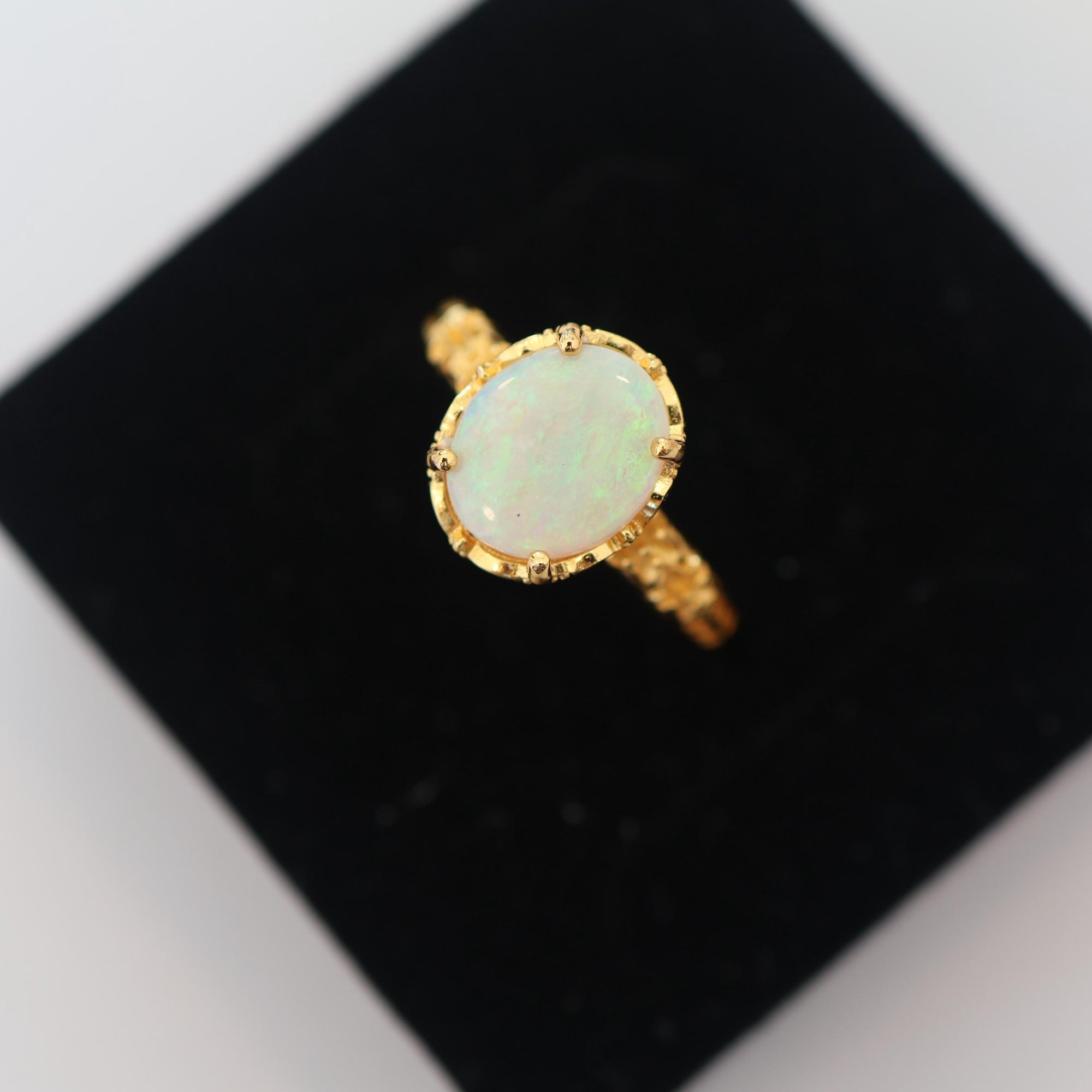 Green Australian Opal Ring, Dainty Ring, October Birthstone, Opal Jewelry, Stackable Rings, Rings for Women, Gift for Her, Gemstone Ring