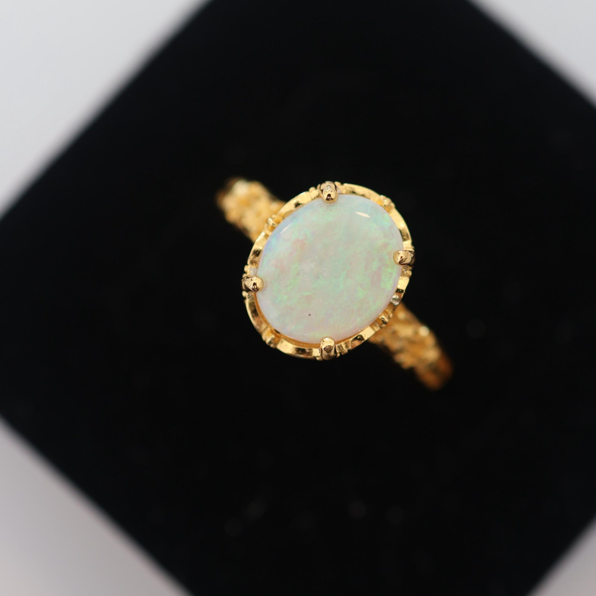 Green Australian Opal Ring, Dainty Ring, October Birthstone, Opal Jewelry, Stackable Rings, Rings for Women, Gift for Her, Gemstone Ring