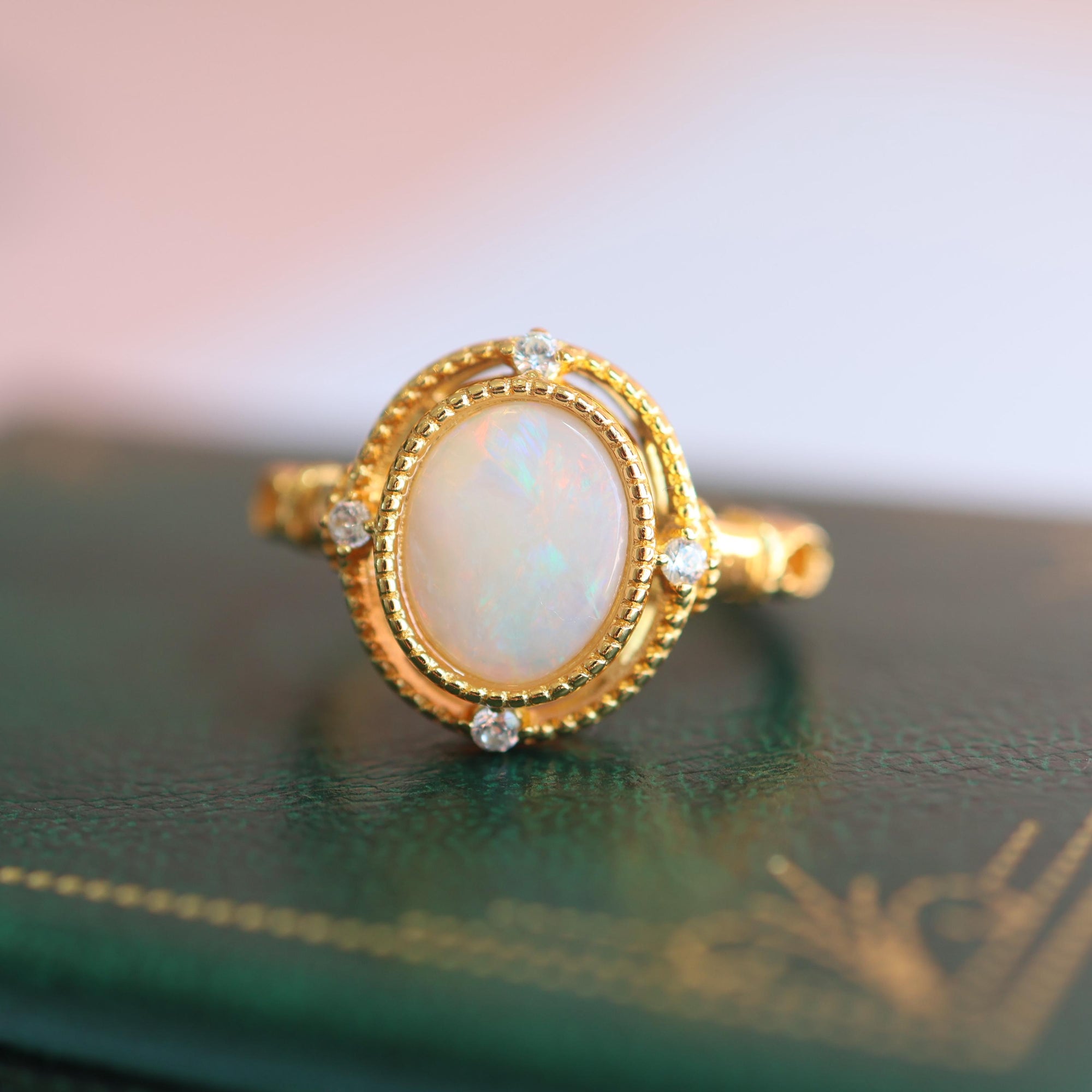 Vintage Style Australian Crystal Opal Ring