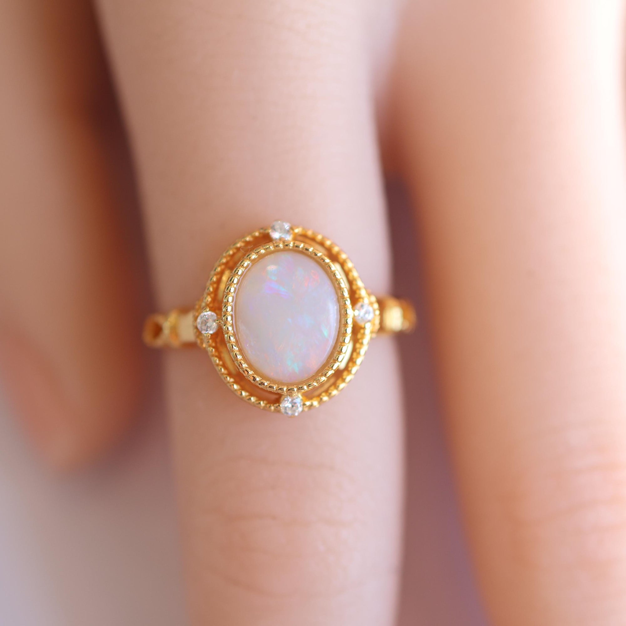 Vintage Style Australian Crystal Opal Ring