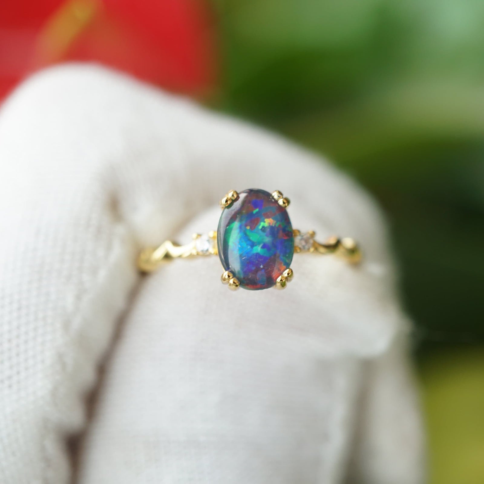 Galaxy australian triplet opal ring