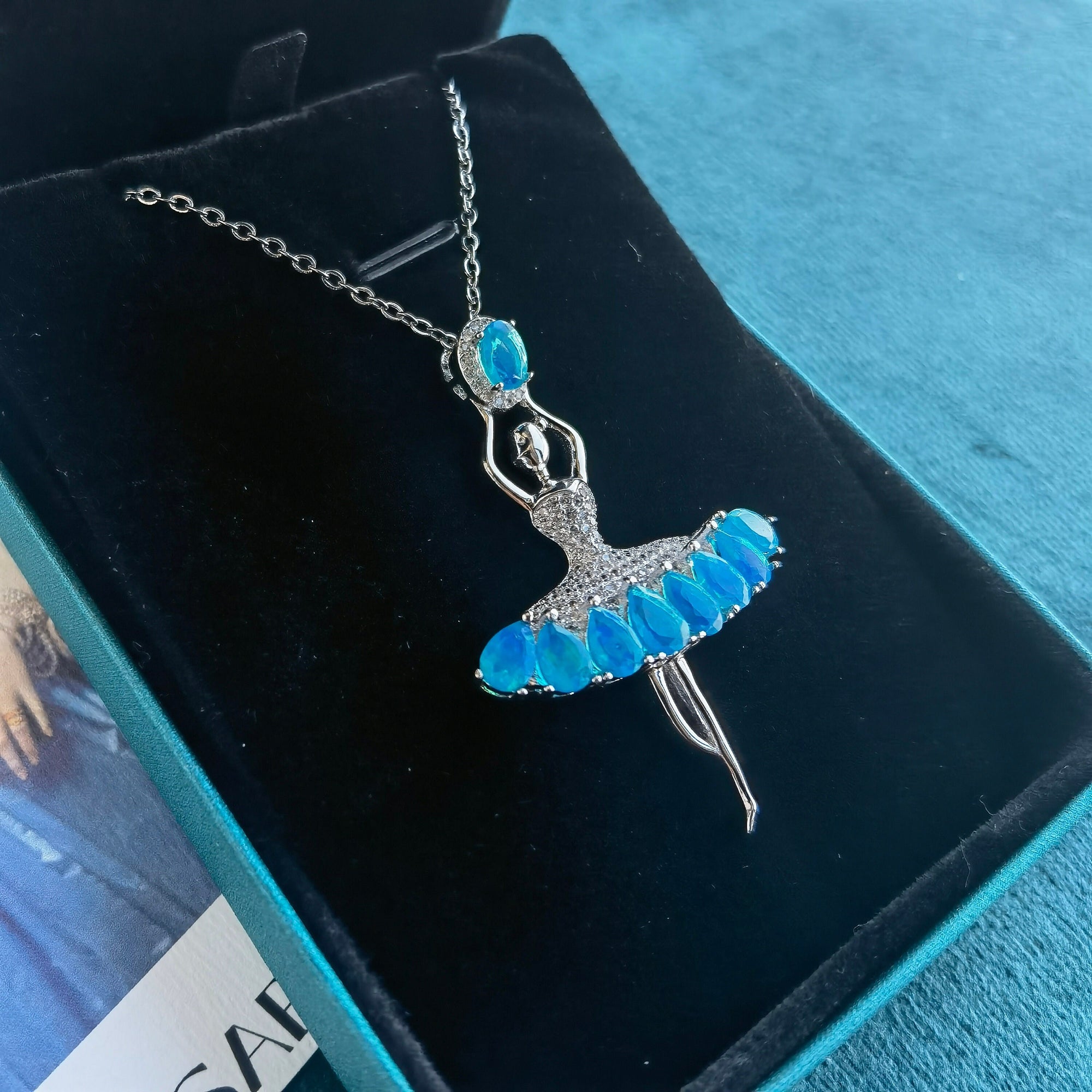 Blue opal pendant, one of kind opal pendant necklace