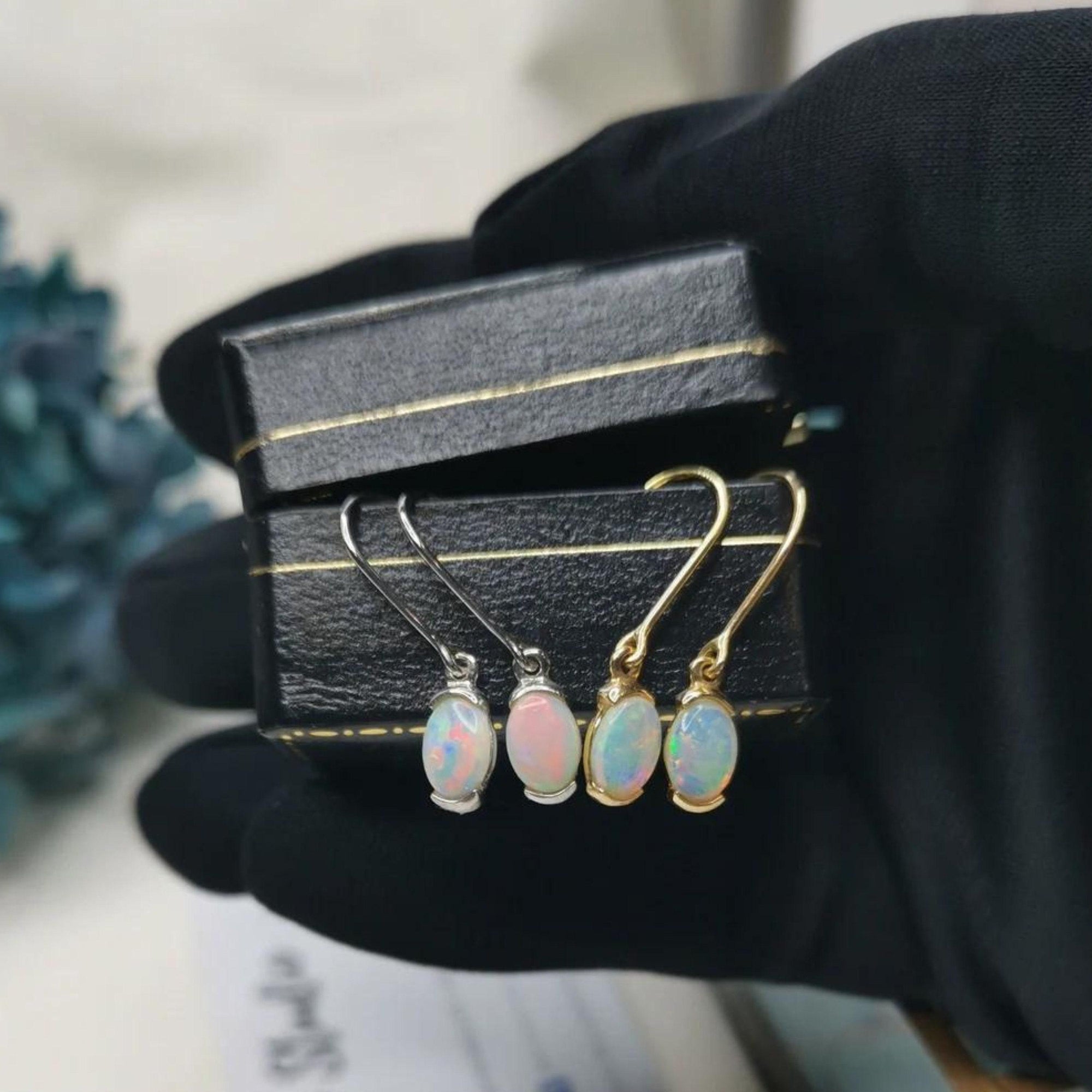 18k gold opal drop earrings