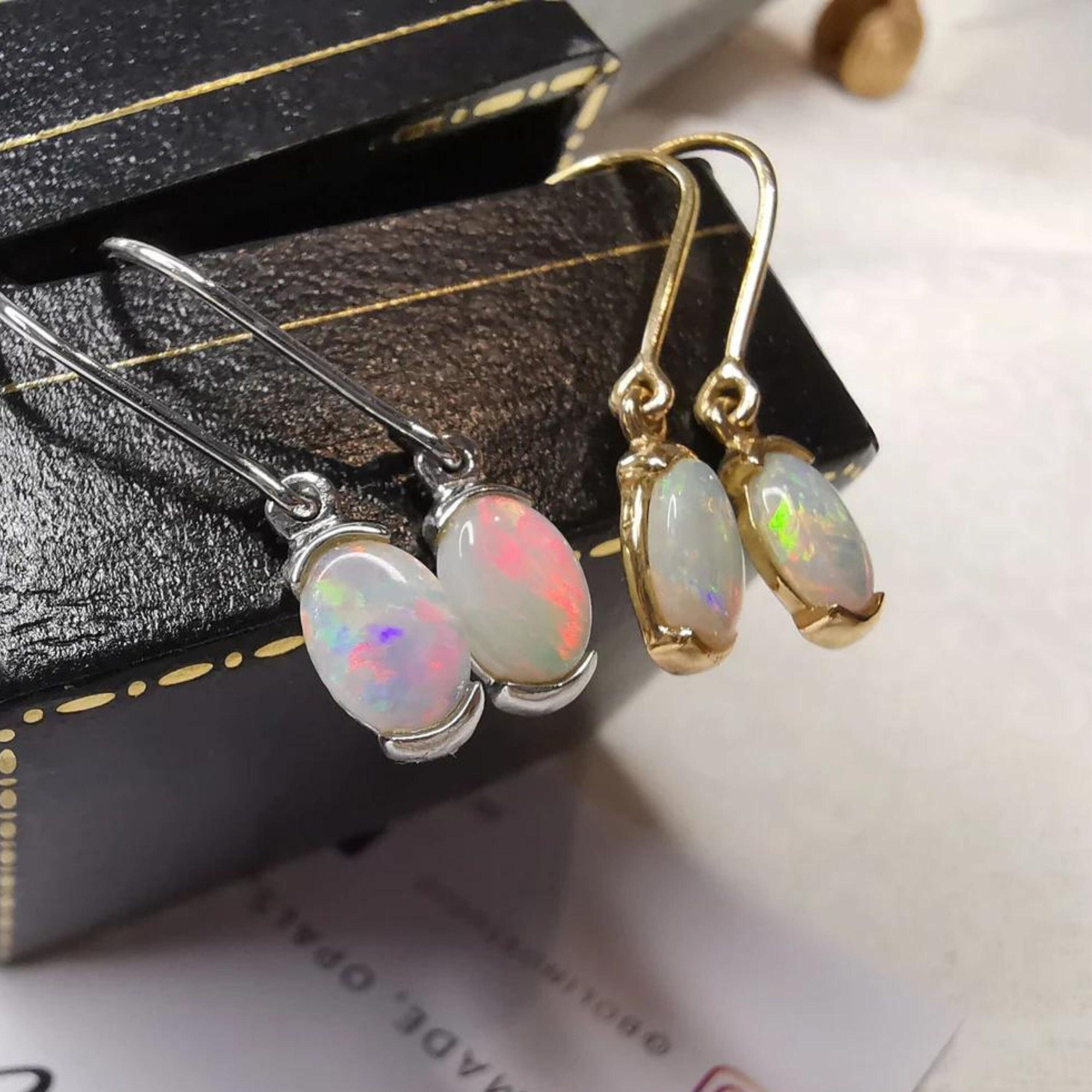 18k gold opal drop earrings