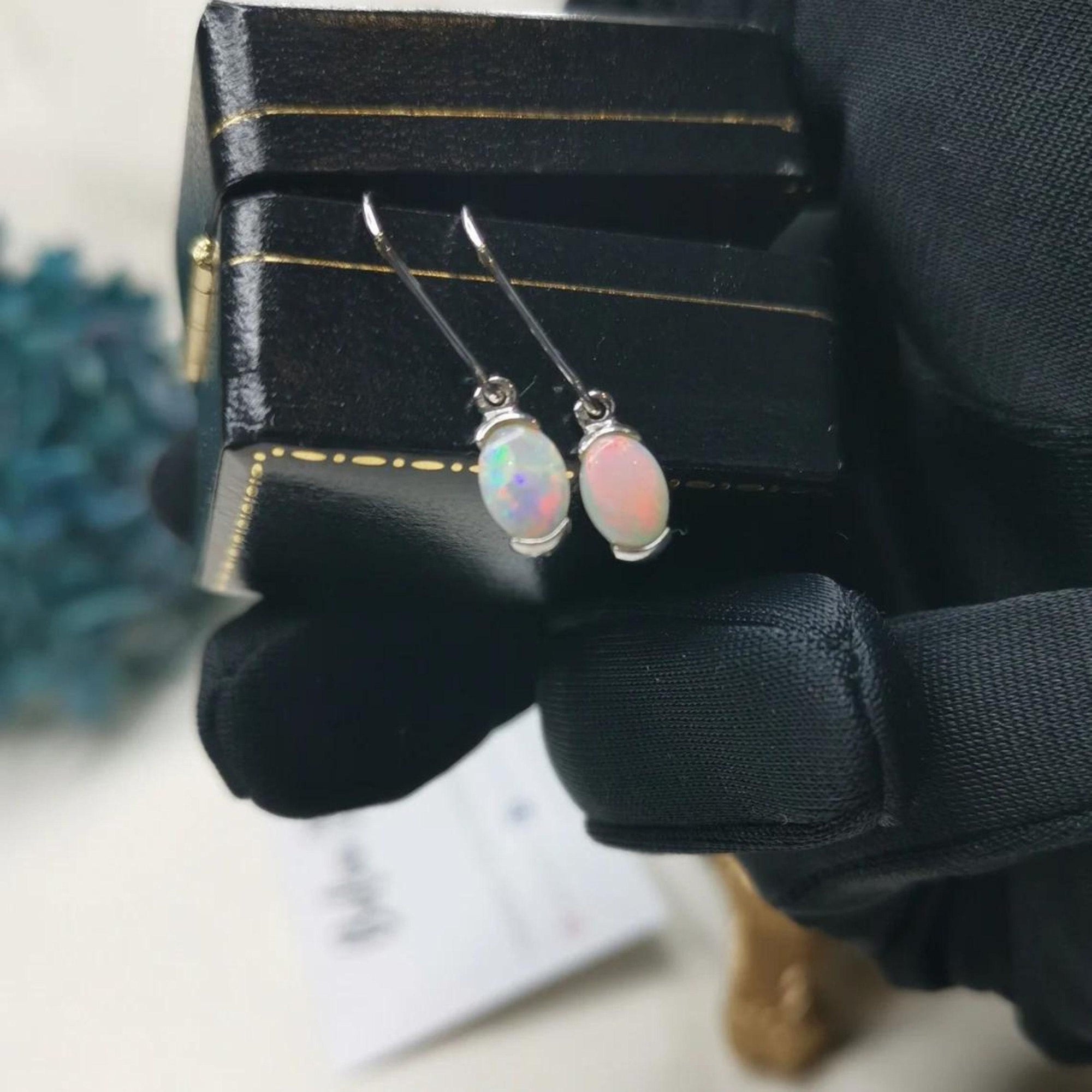 18k gold opal drop earrings