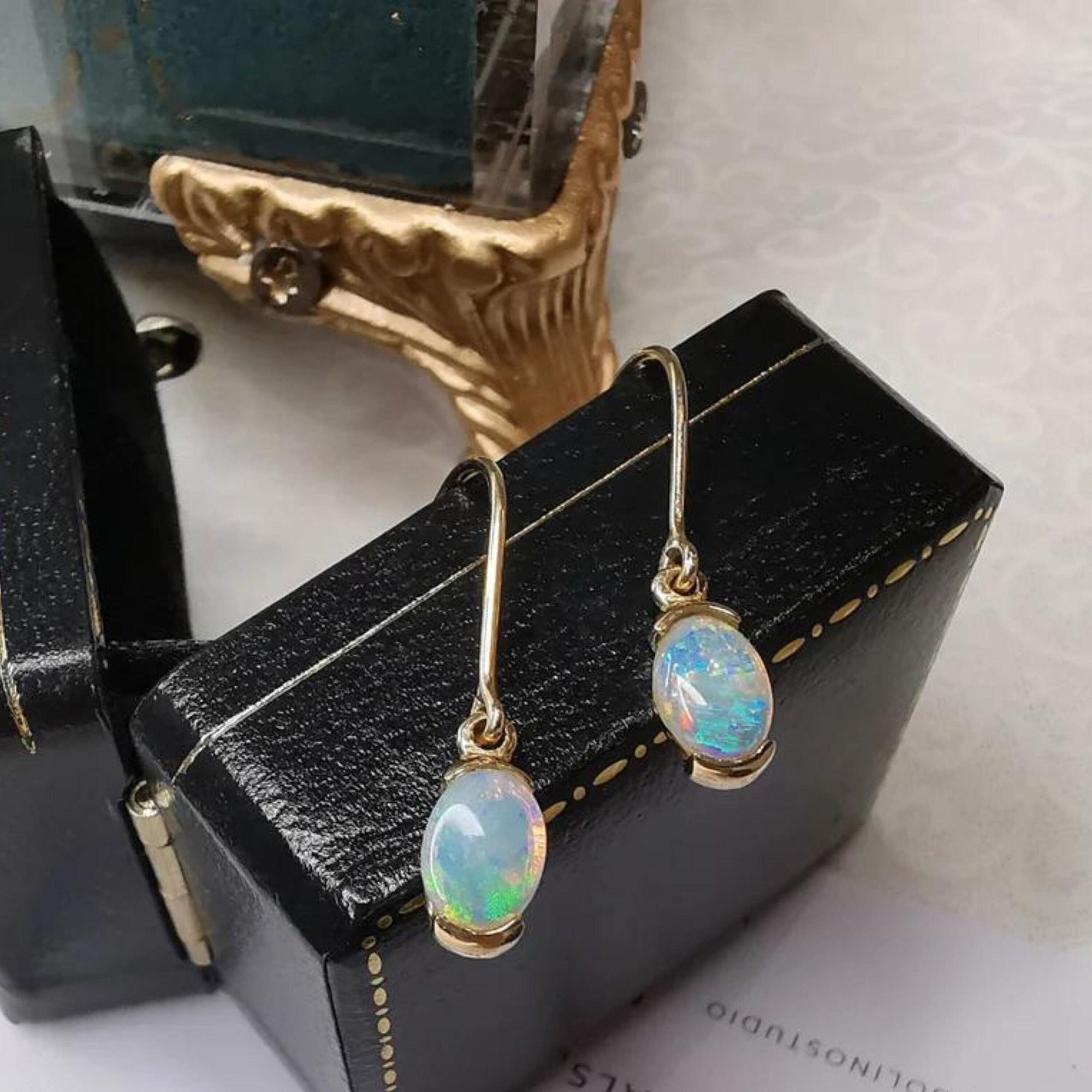 18k gold opal drop earrings