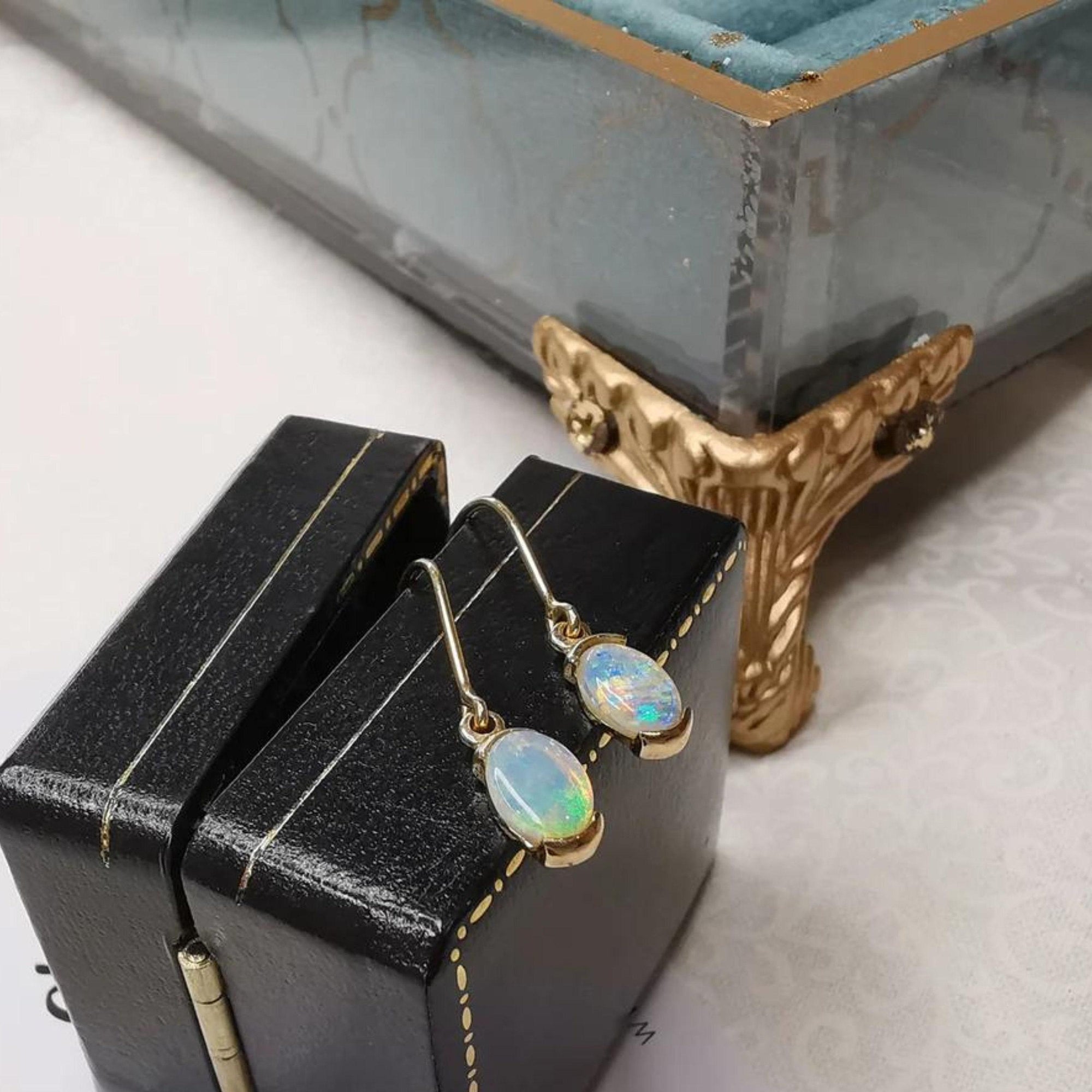 18k gold opal drop earrings