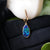 Luxurious opal earring hoops in 14k gold, boulder doublet opal, blue opal earrings