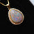 14K Australia Black Opal Pendant With Diamonds, Solid Gold, 13.5x18mm