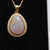 14K Australia Black Opal Pendant With Diamonds, Solid Gold, 13.5x18mm