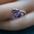 Double teardrop amethyst ring