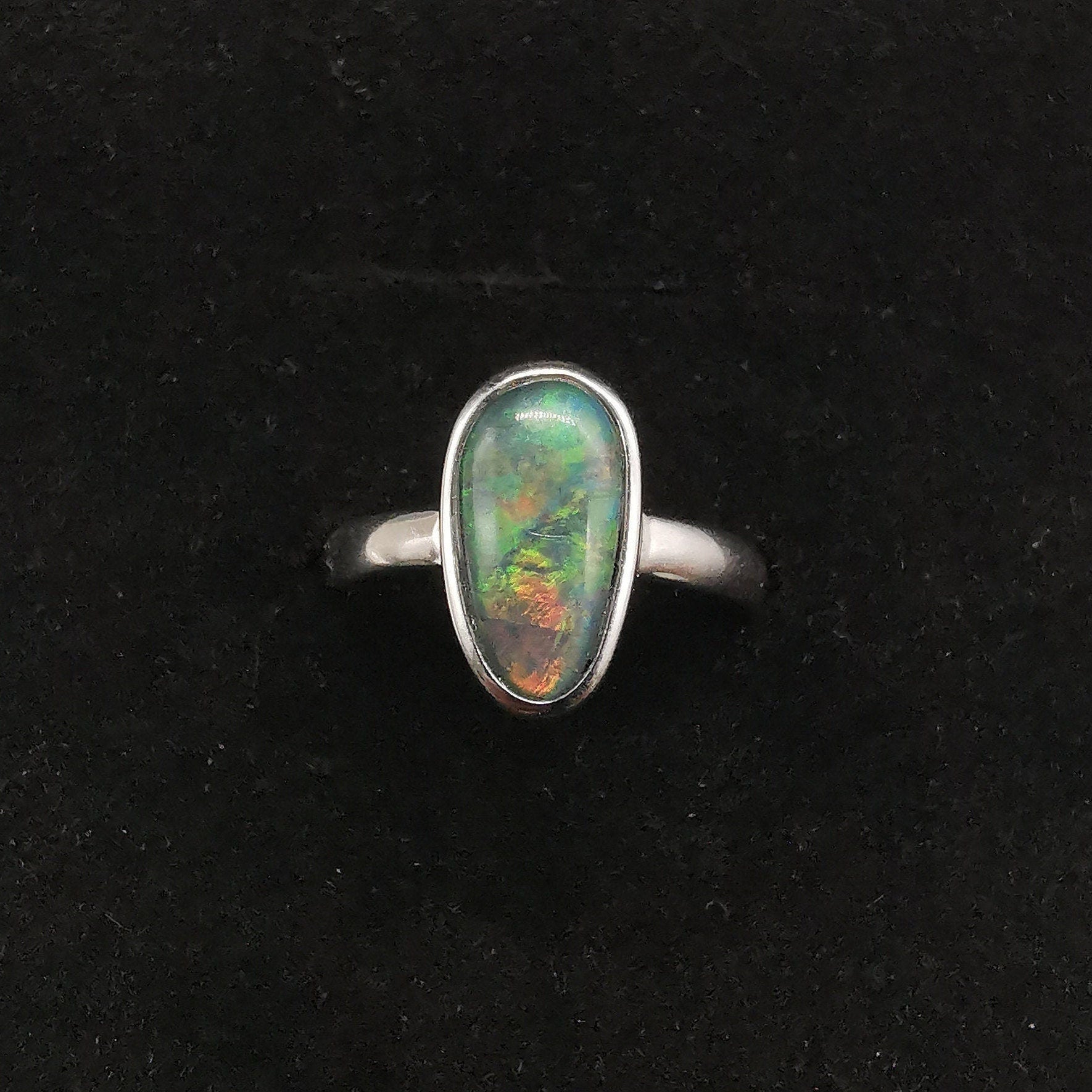 Minimalist Austrlian opal ring, simple ring, US 6 3/4