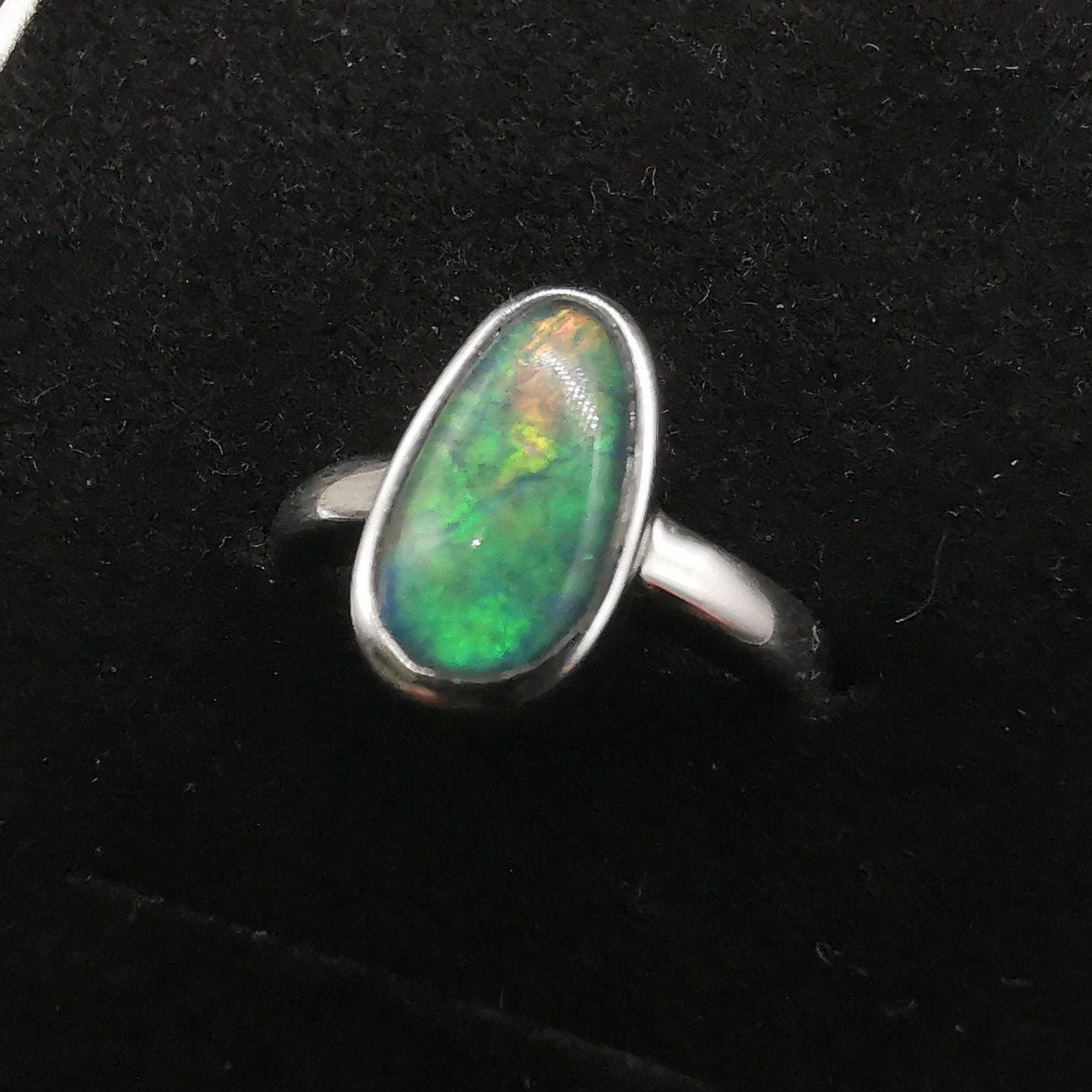 Minimalist Austrlian opal ring, simple ring, US 6 3/4