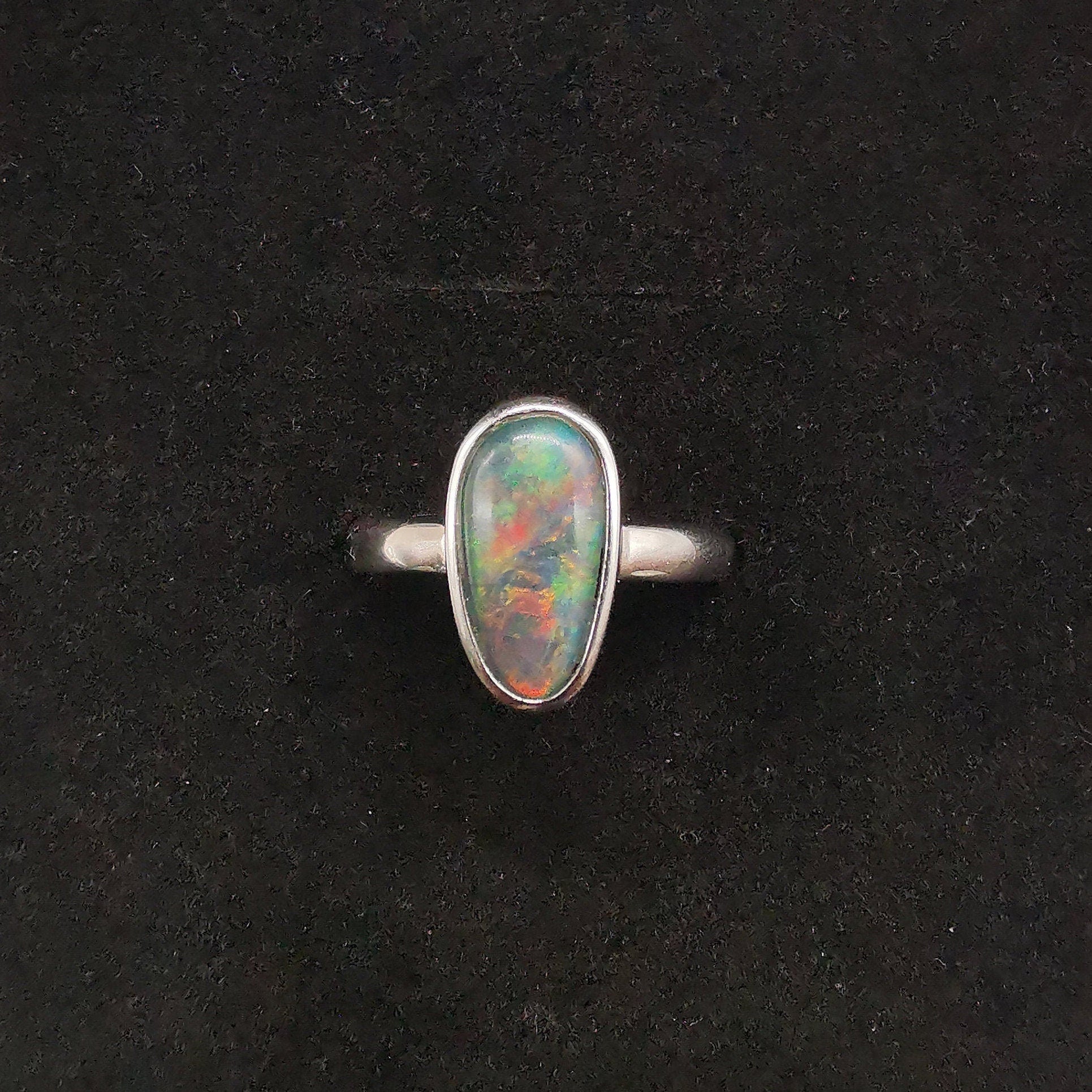 Minimalist Austrlian opal ring, simple ring, US 6 3/4