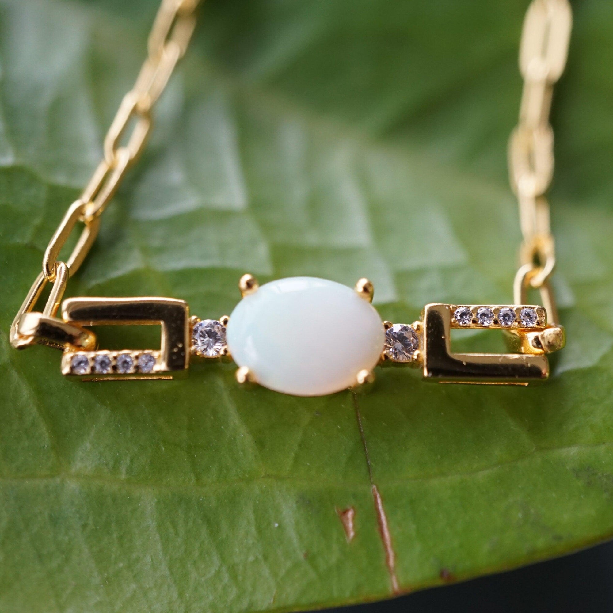 Natural australian solid white opal bracelet - timeless elegance